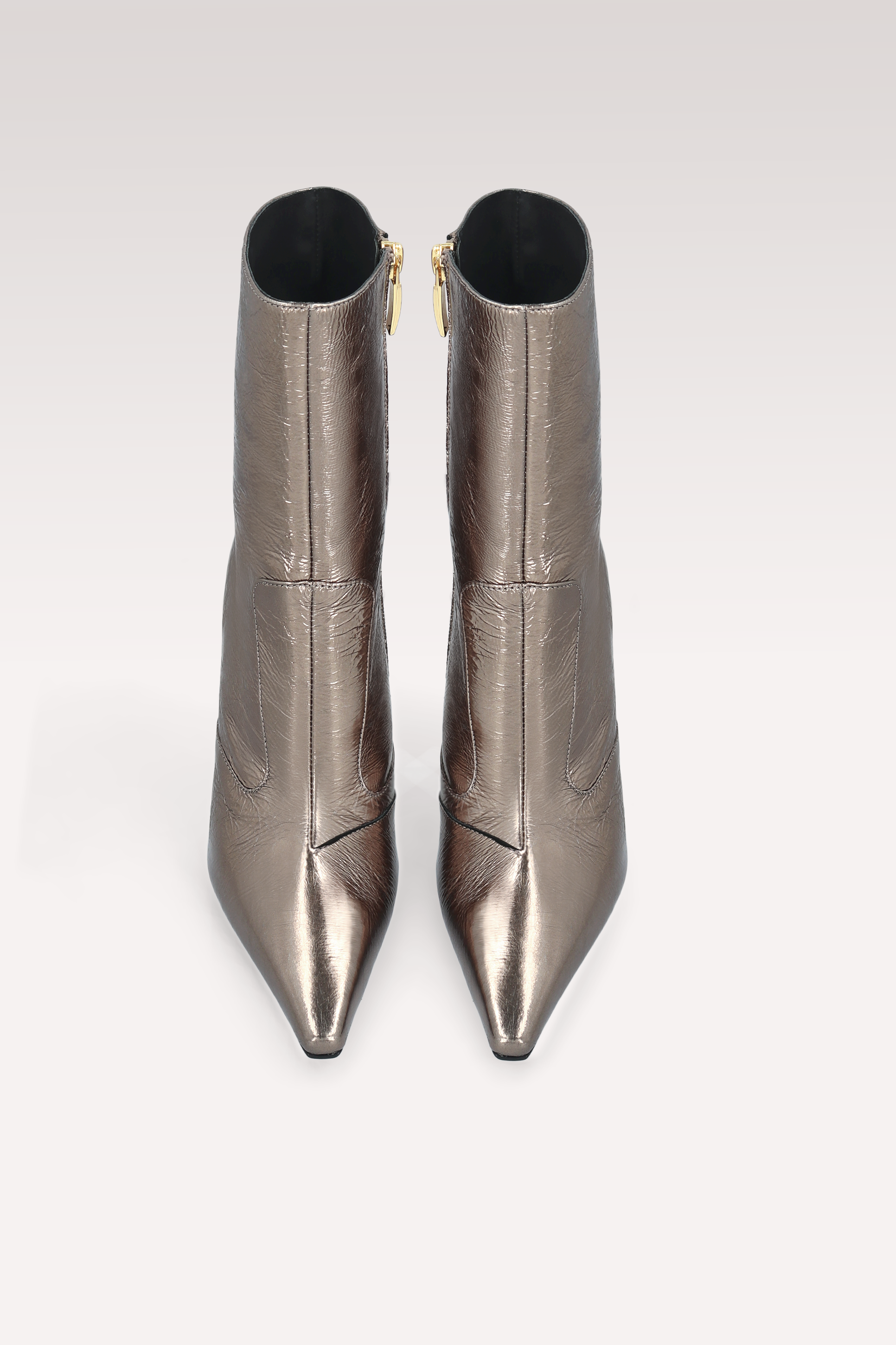 SUSAN BRASS METALLIC WRINKLED LEATHER ANKLE BOOTS AND COLETTE CROSSBODY BAG