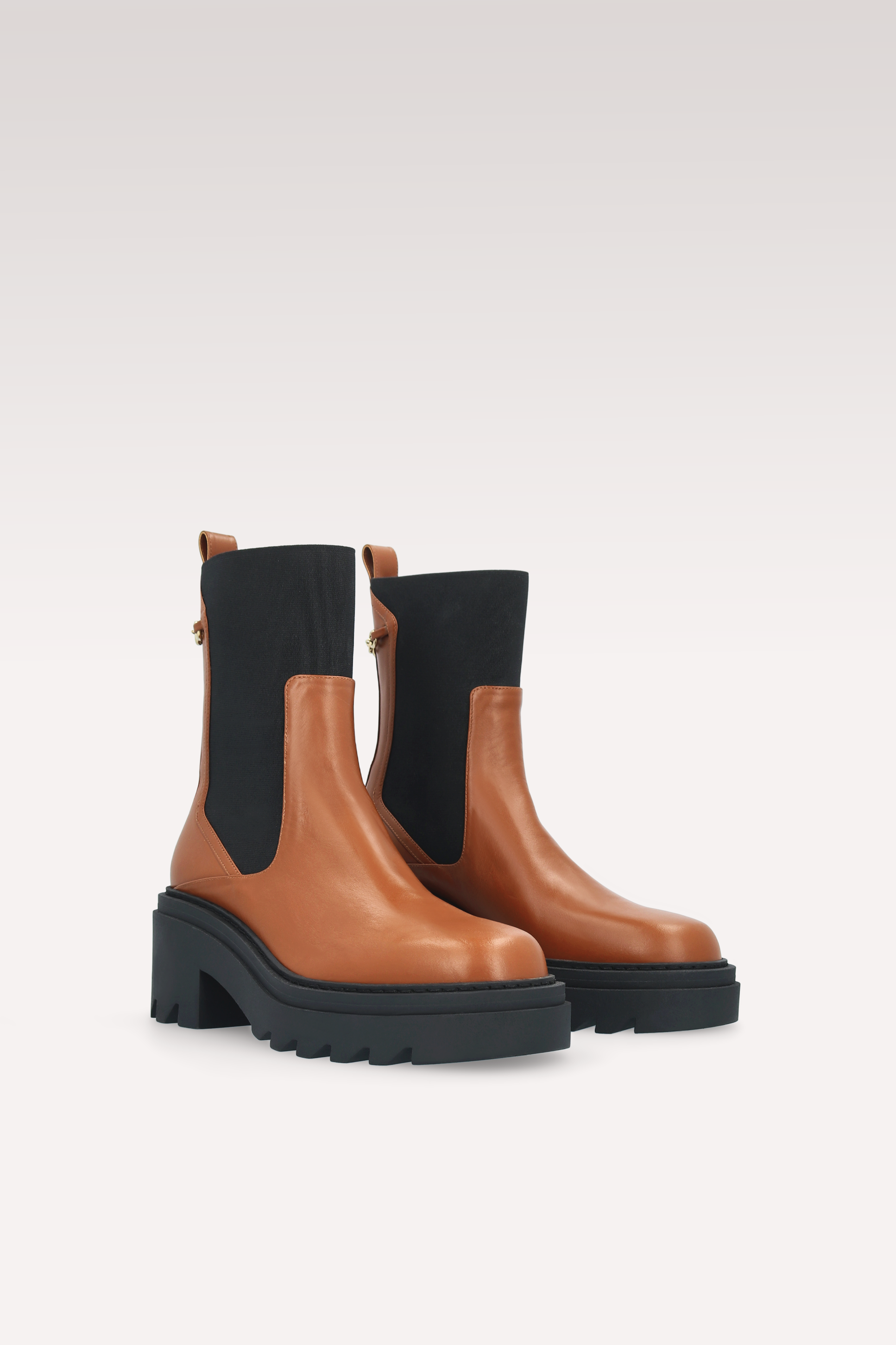 VERA BROWN NAPPA LEATHER ANKLE BOOTS