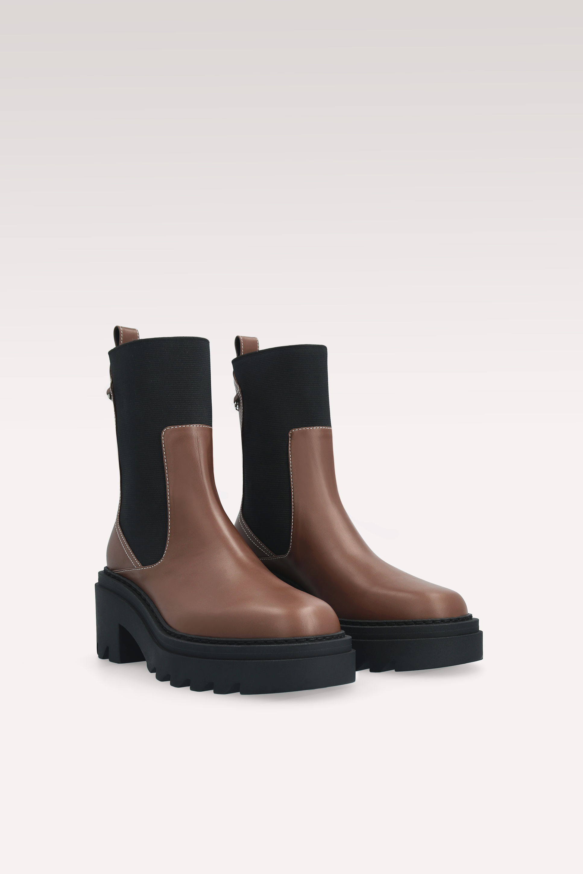 VERA CHESTNUT NAPPA LEATHER ANKLE BOOTS