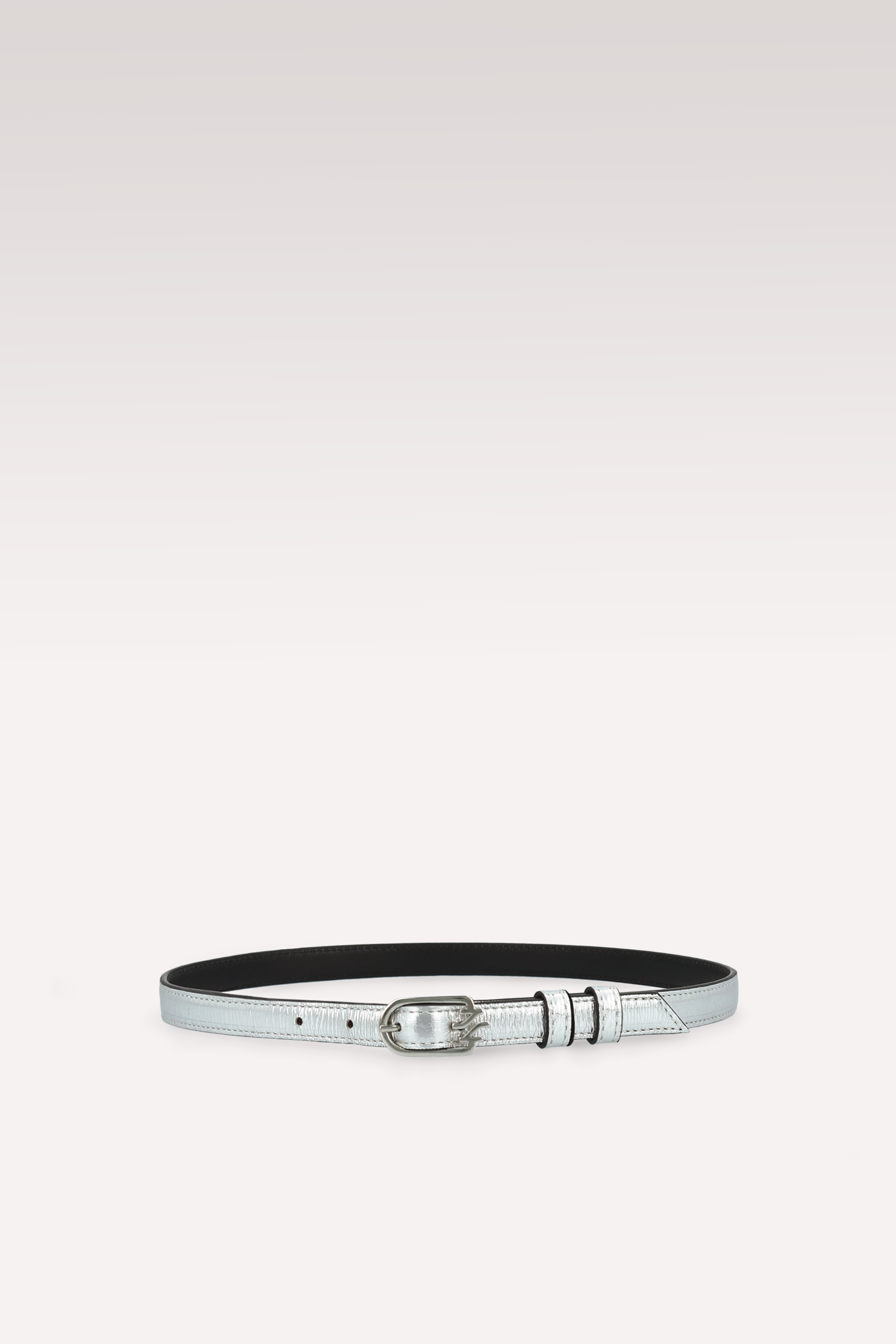 JULIE SILVER WRINKLED METALLIC LEATHER BELT