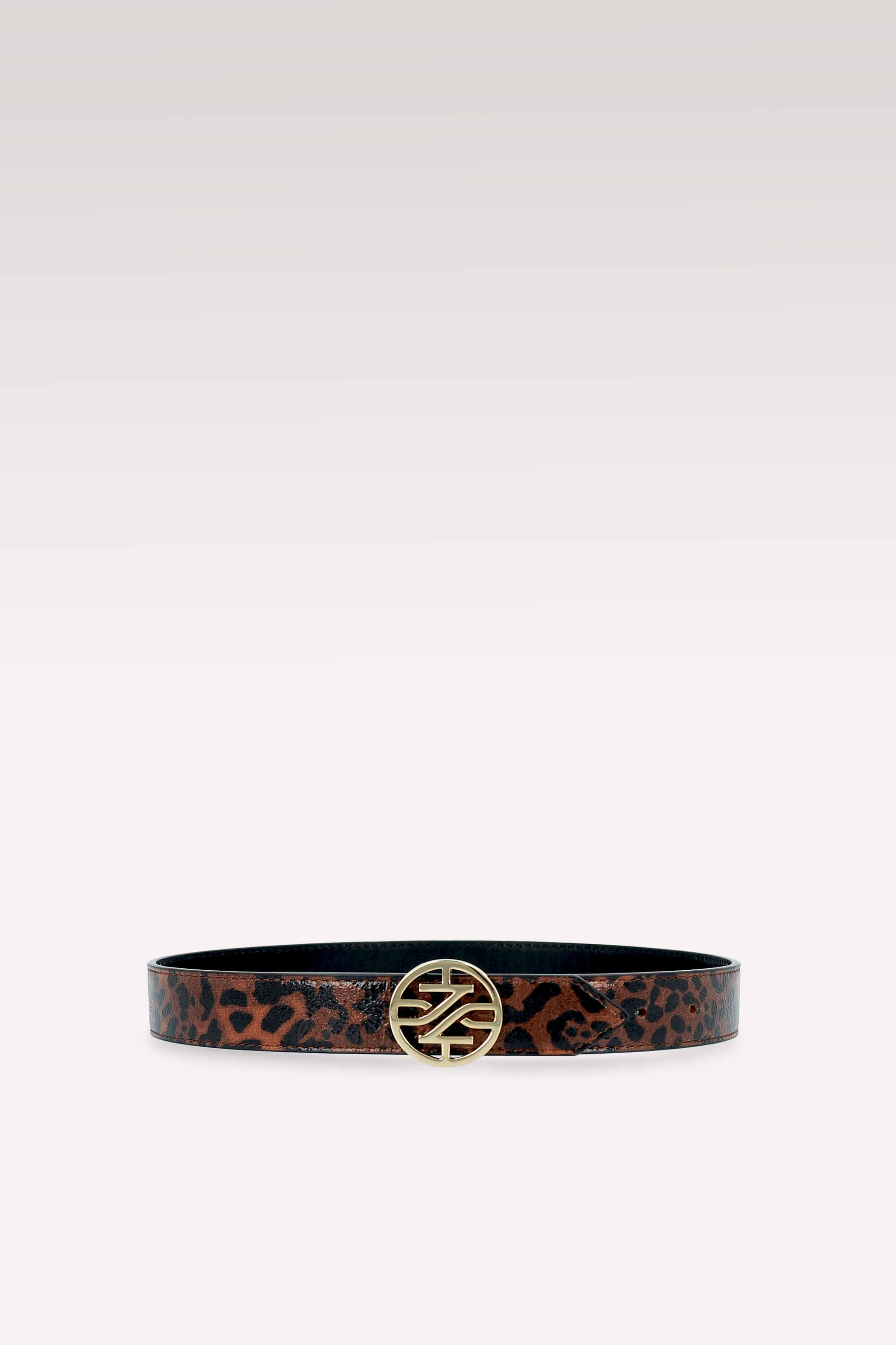 KEIRA 2 BROWN LEOPARD PRINT LEATHER AND BLACK NAPPA LEATHER BELT