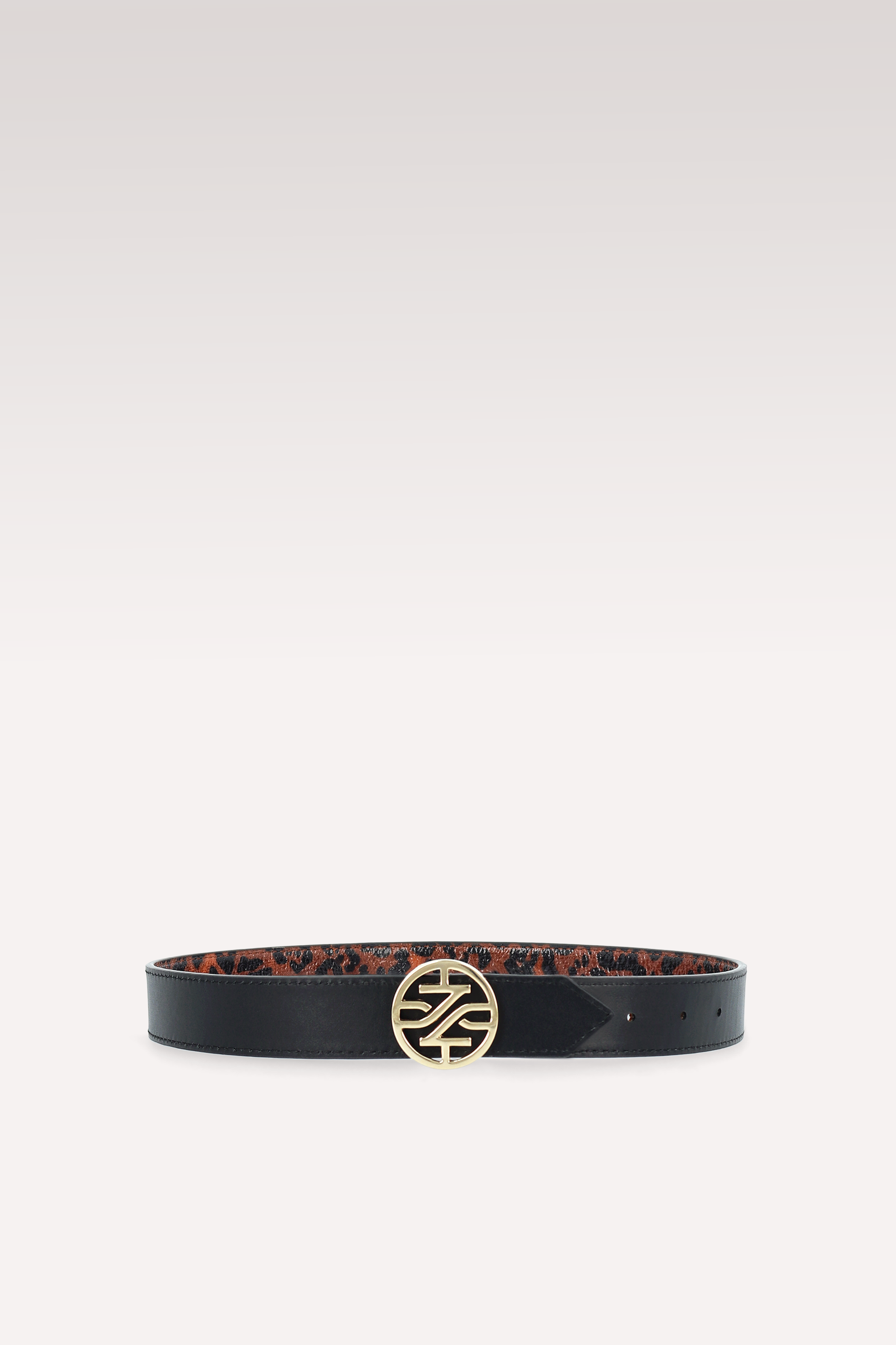 KEIRA 2 BROWN LEOPARD PRINT LEATHER AND BLACK NAPPA LEATHER BELT