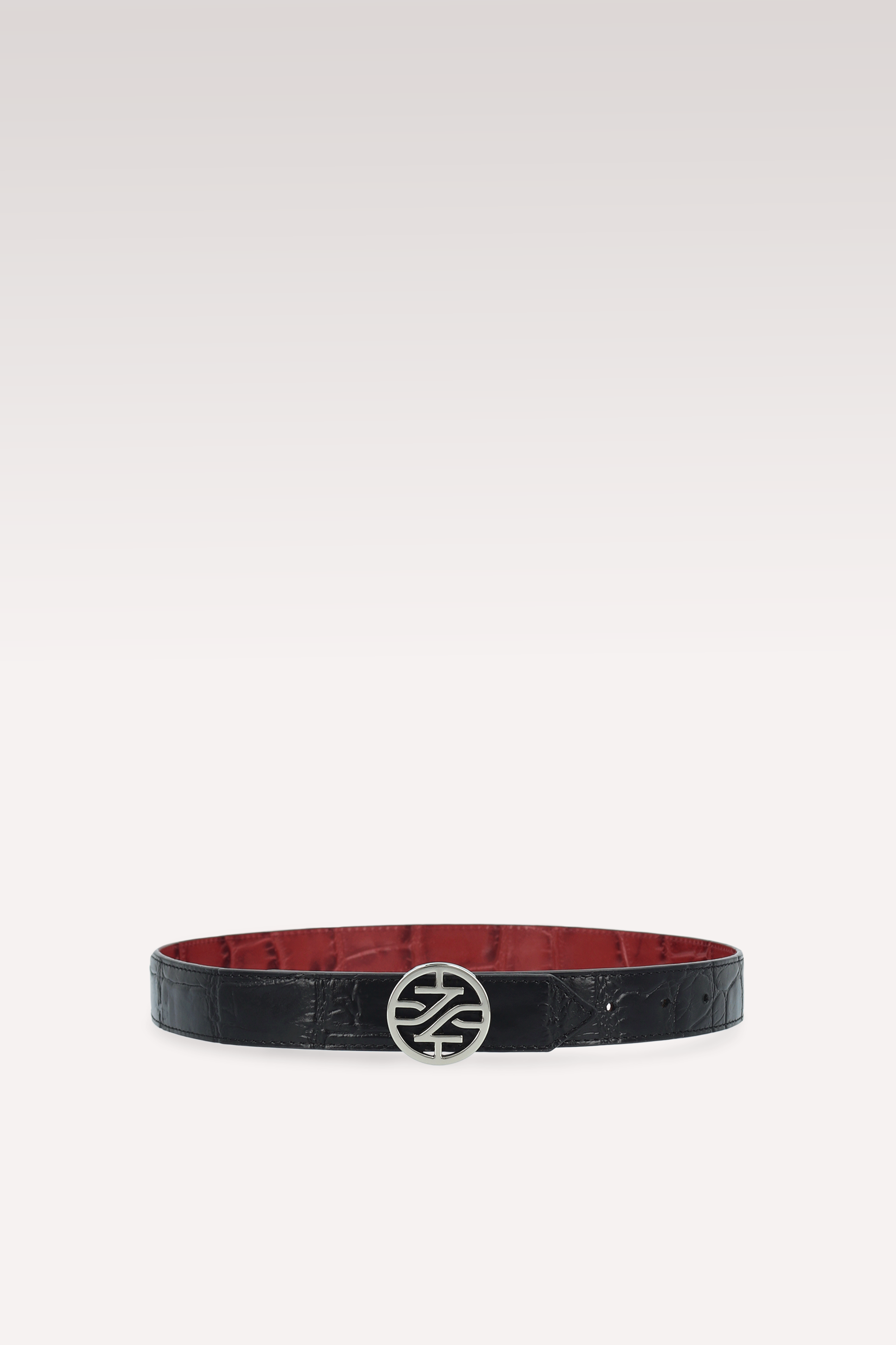 KEIRA 2 CHERRY NAPPA LEATHER AND CHERRY COCCO EMBOSSED LEATHER BELT