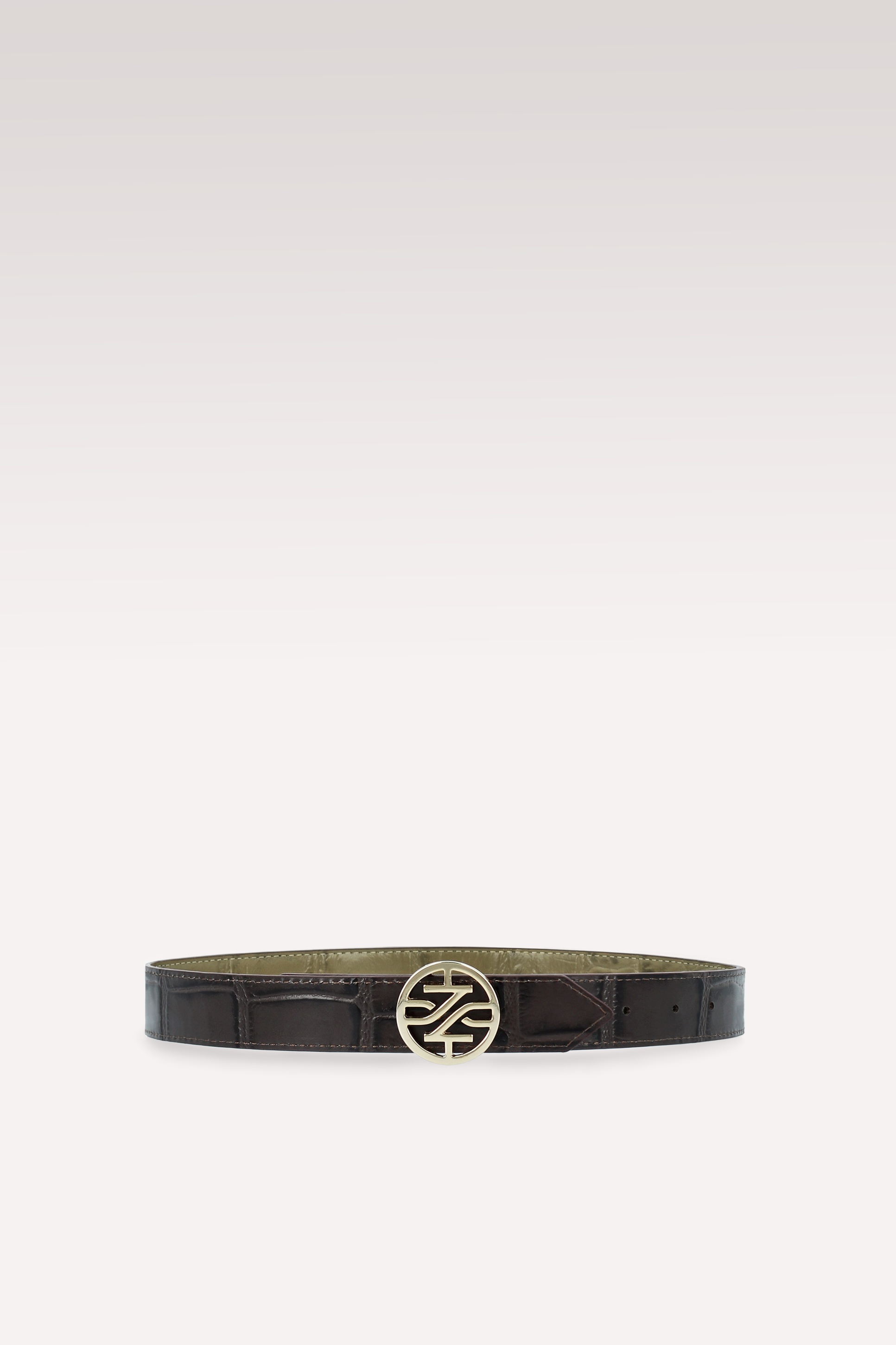 KEIRA 2 OLIVE COCCO EMBOSSED LEATHER AND BROWN COCCO EMBOSSED LEATHER BELT