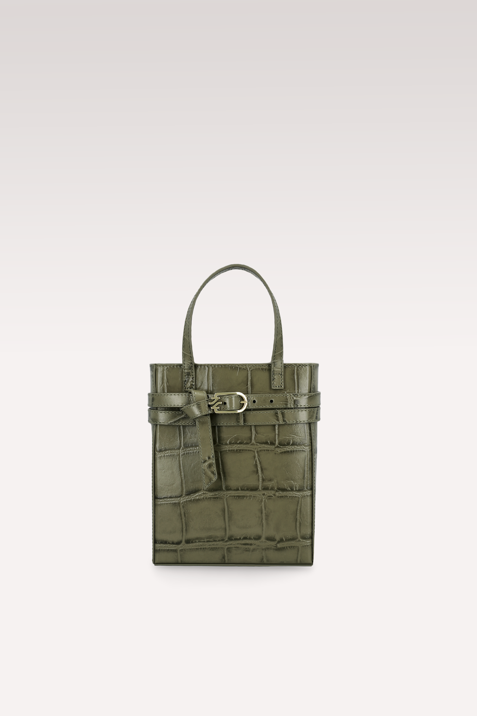 CARRIE OLIVE COCCO EMBOSSED LEATHER CROSSBODY BAG