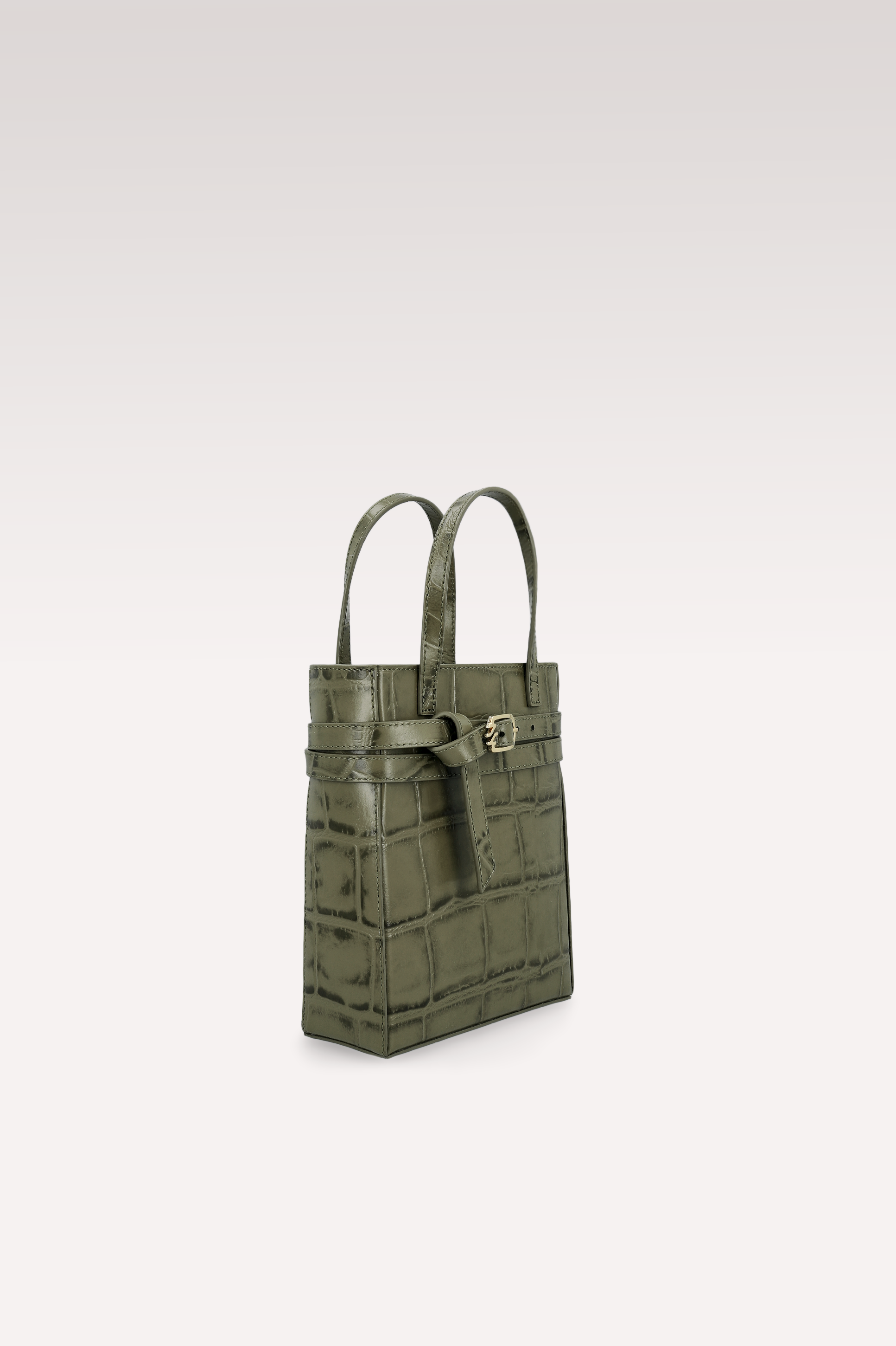 BORSA A TRACOLLA IN PELLE STAMPATA COCCO CARRIE OLIVE