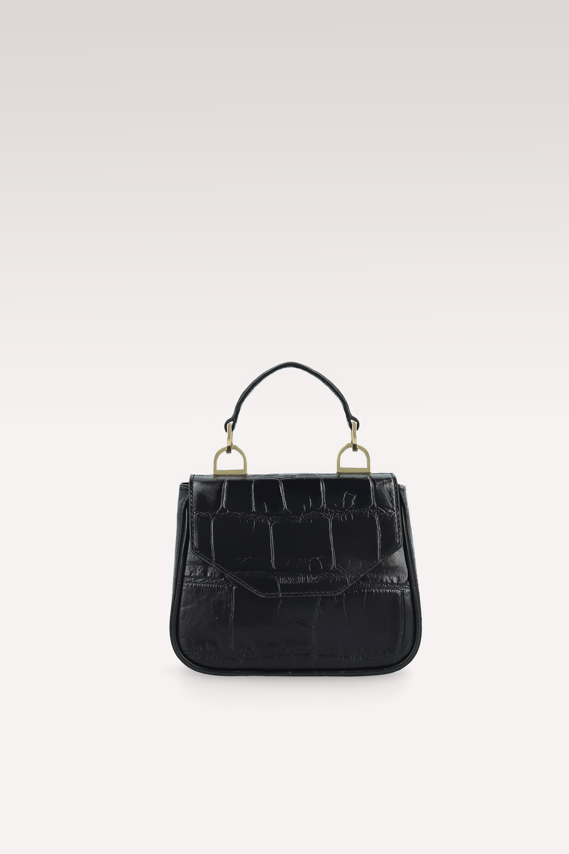 MILLY BLACK COCCO EMBOSSED LEATHER MINI BAG