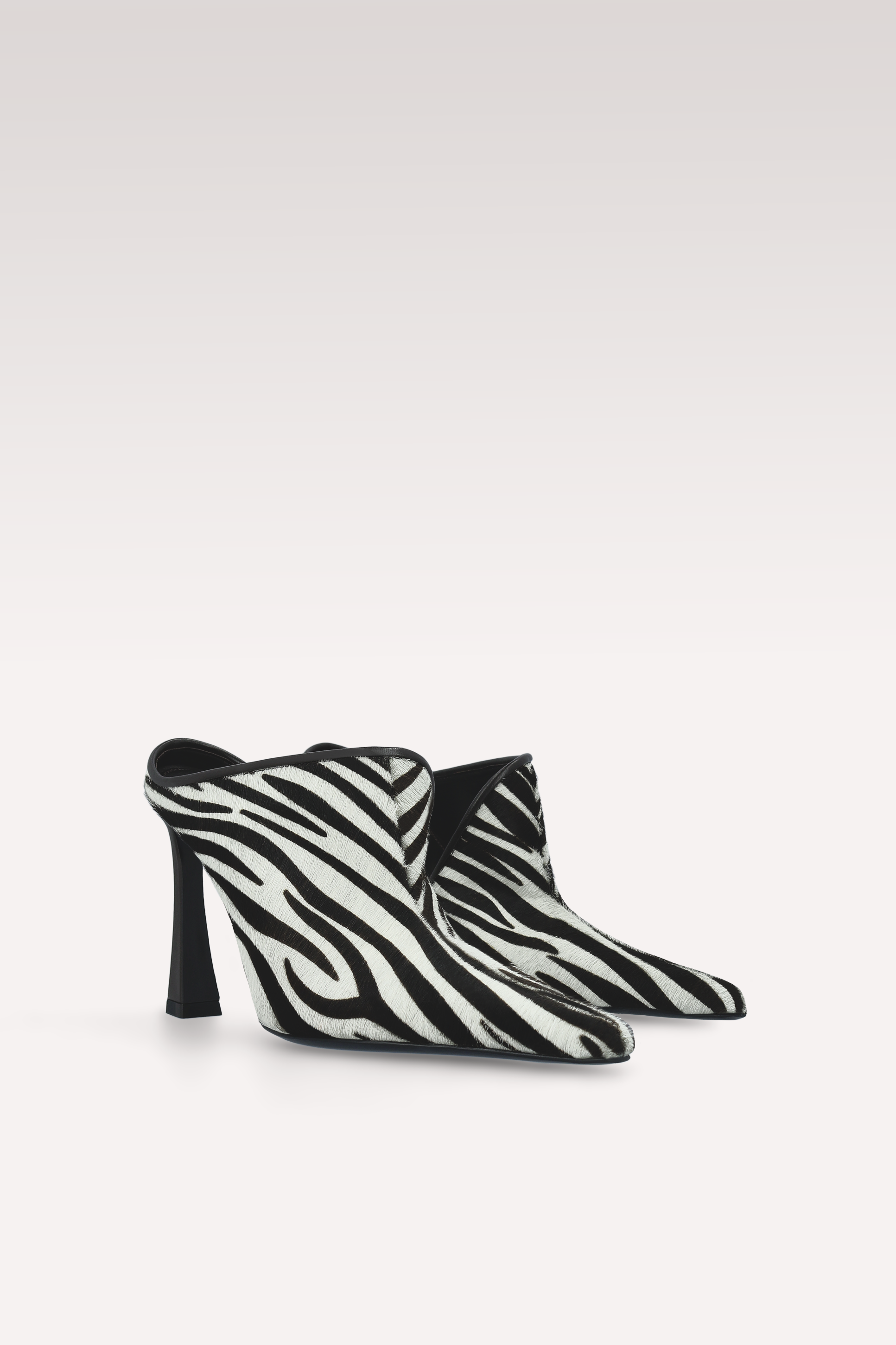 VALE ZEBRA PRINT CALF HAIR LEATHER MULES
