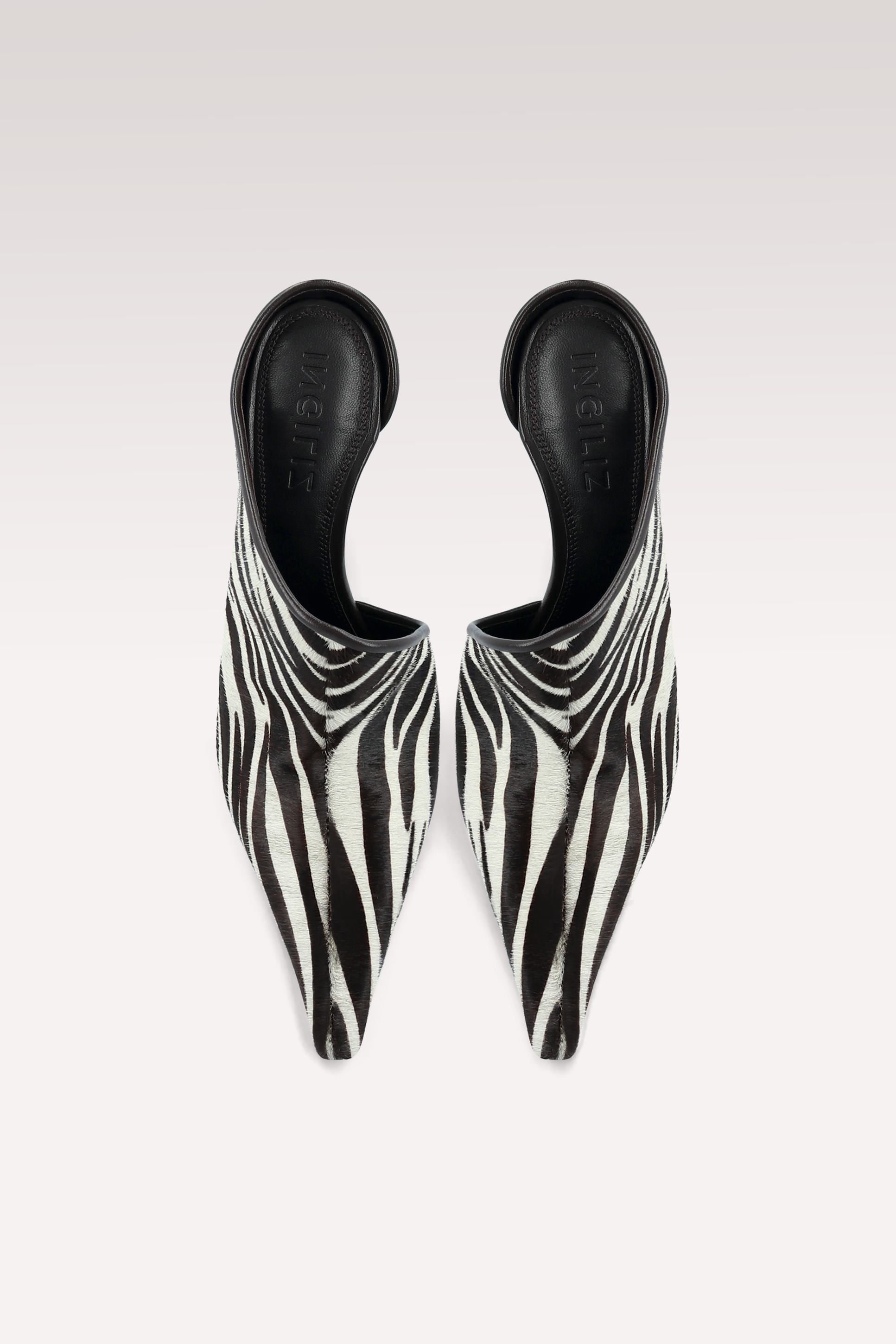 VALE ZEBRA PRINT CALF HAIR LEATHER MULES