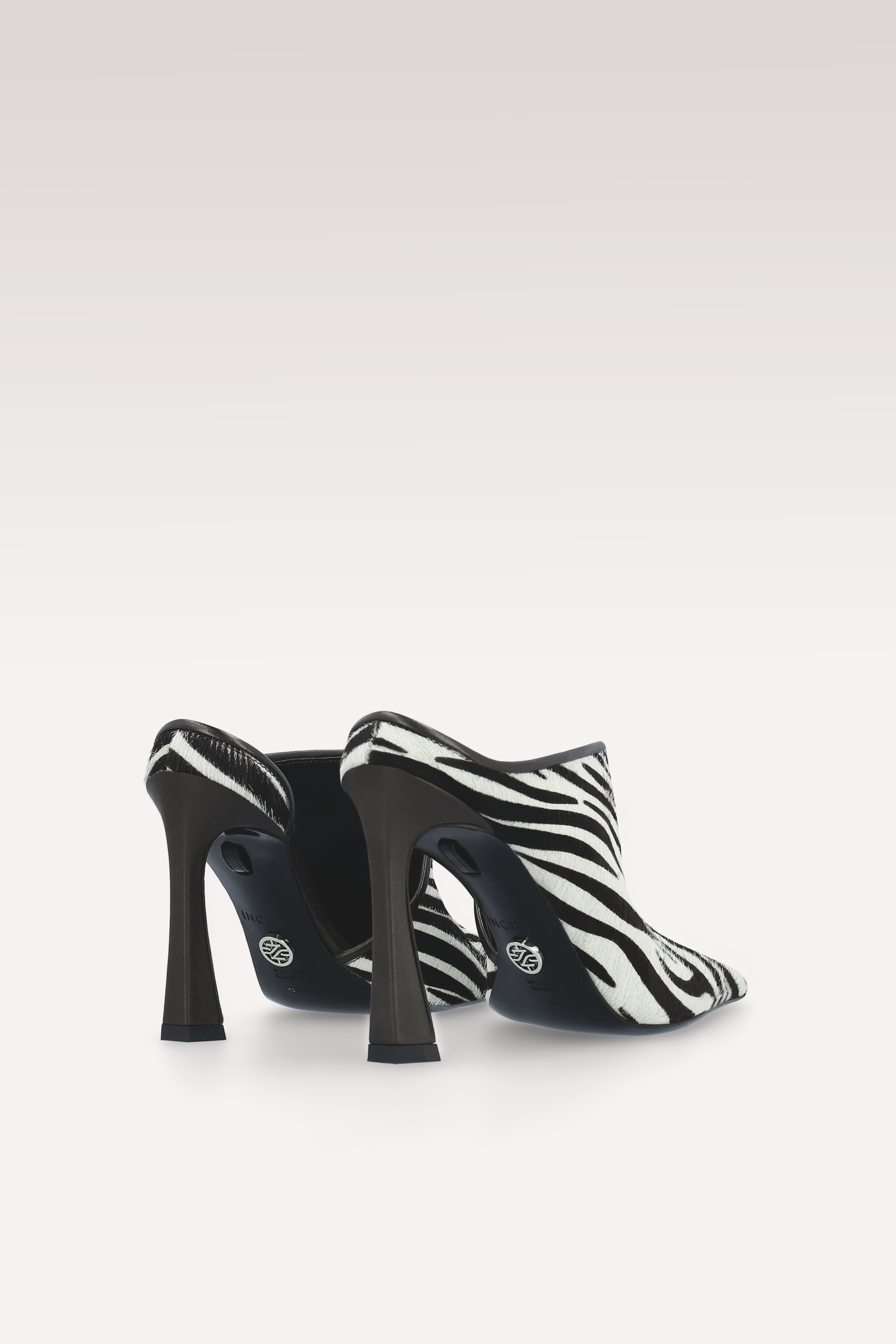 VALE ZEBRA PRINT CALF HAIR LEATHER MULES