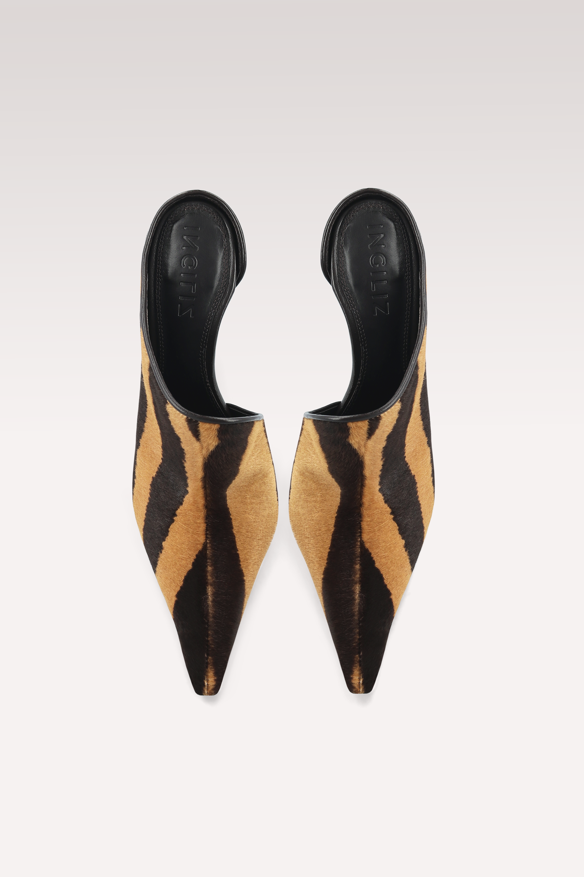 VALE BROWN MULES IN PELLE DI VITELLO STAMPATO TIGRE