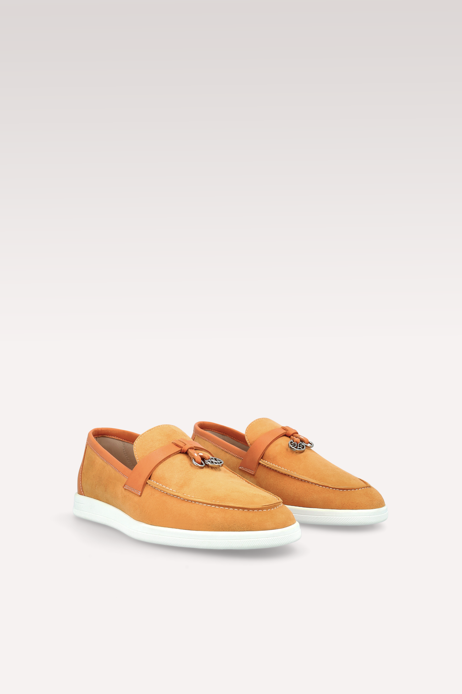MOCASSINI PRIVE IN SUEDE E PELLE ARANCIONE