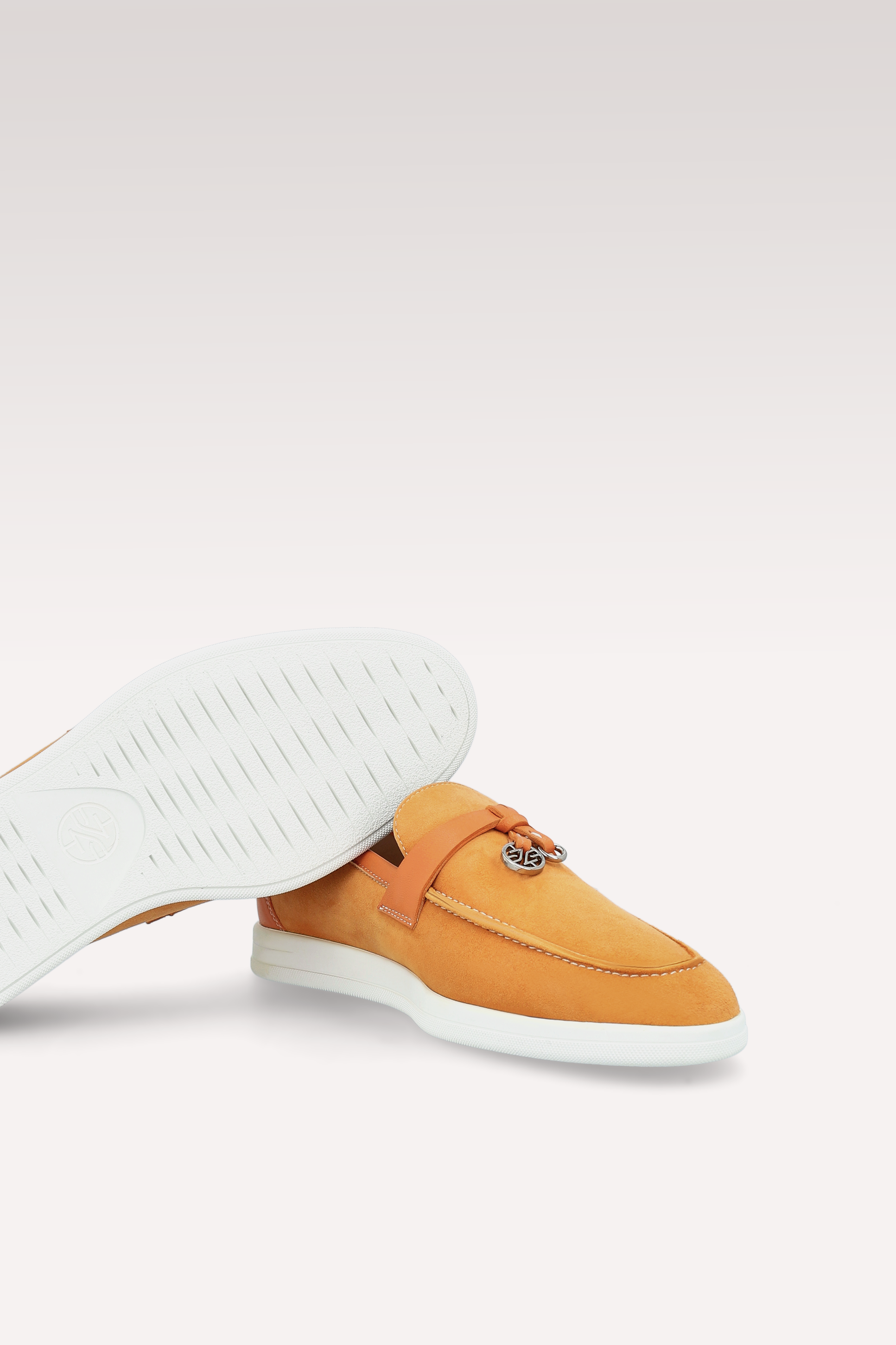 MOCASSINI PRIVE IN SUEDE E PELLE ARANCIONE