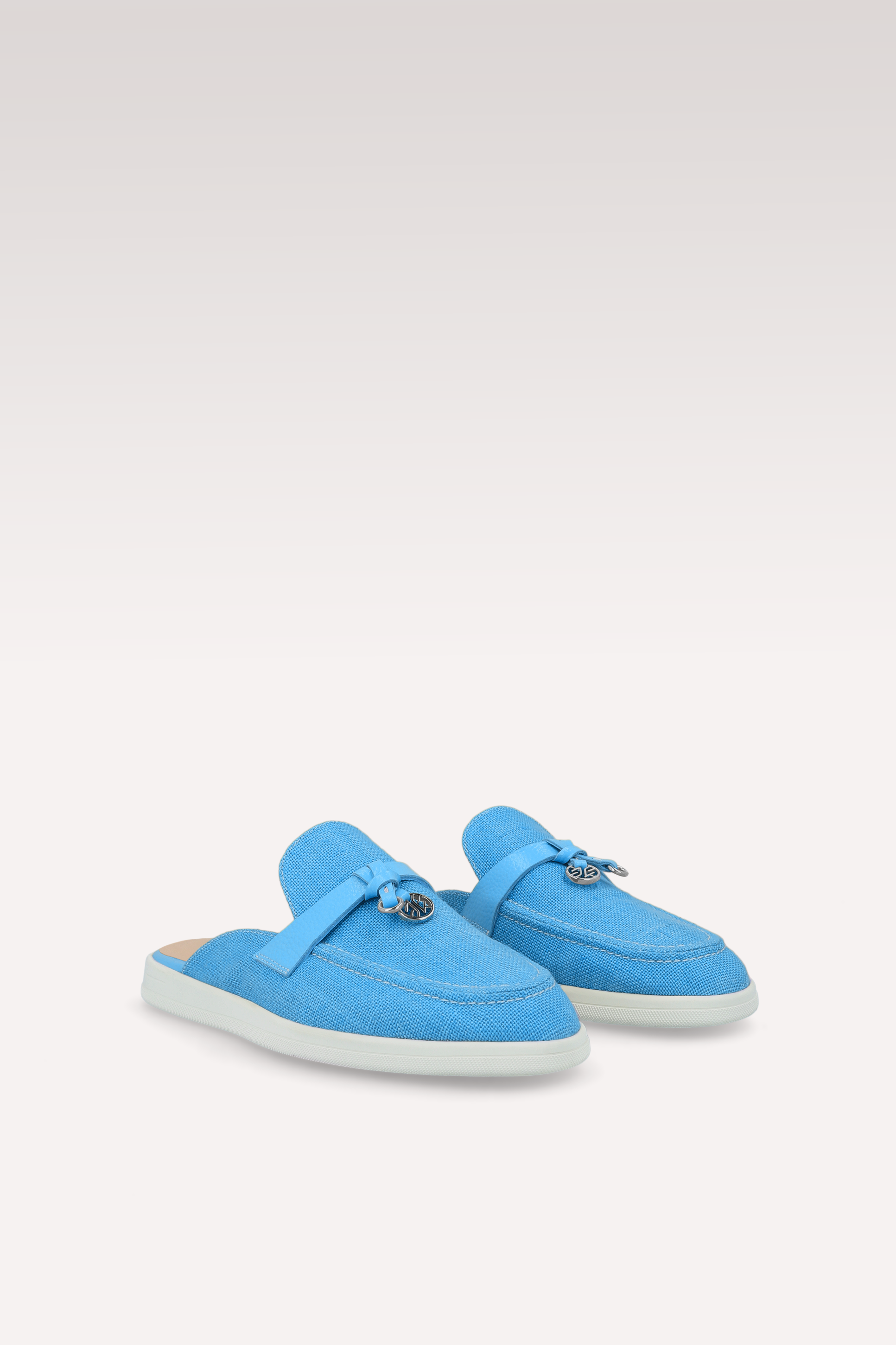 ECLAT BLUE LINEN MULES
