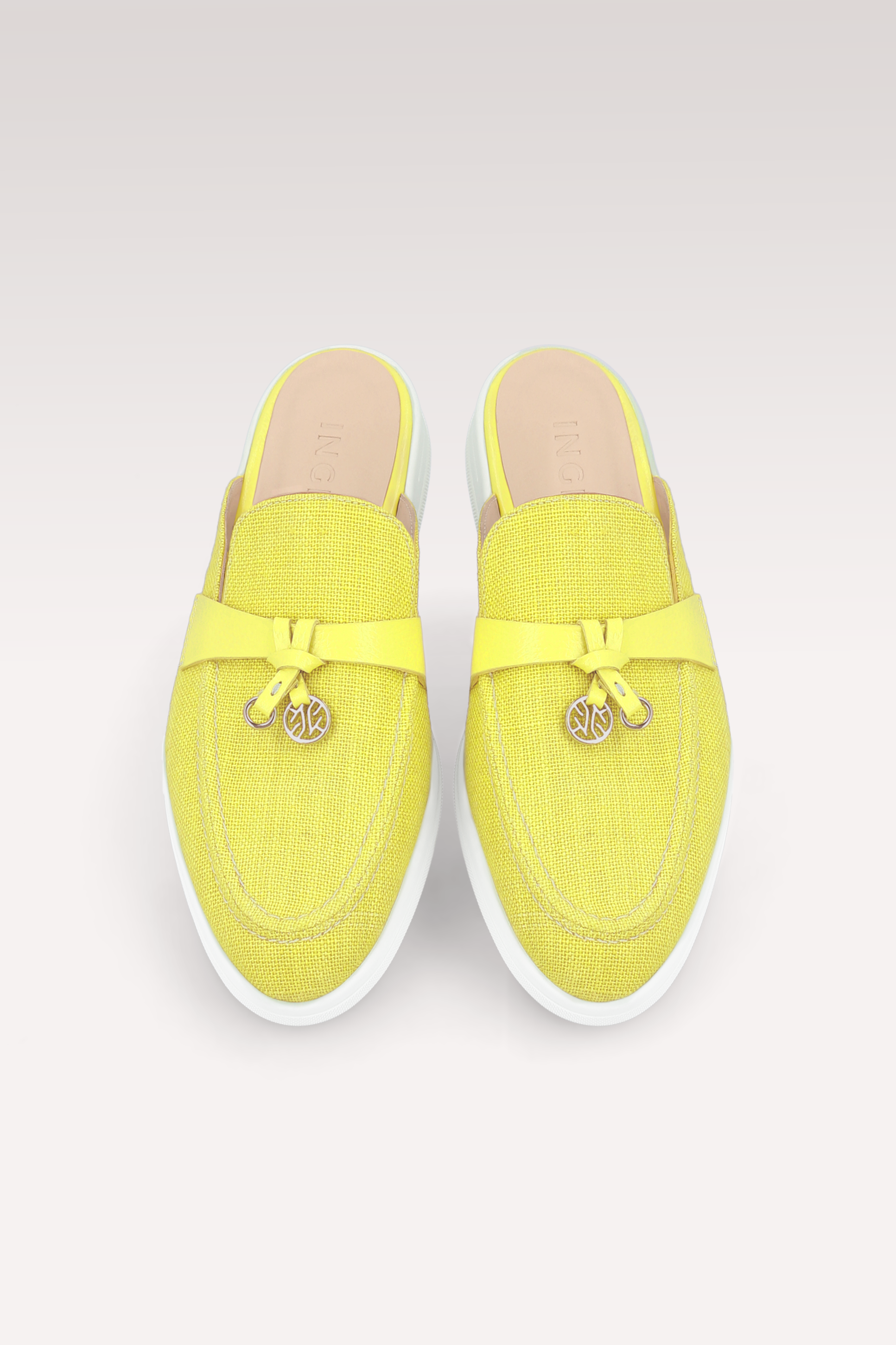ECLAT YELLOW LINEN MULES