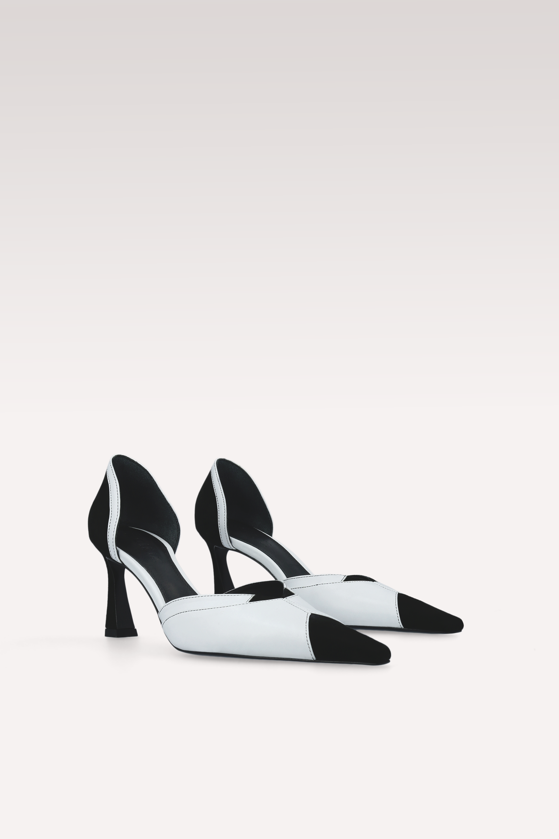 MERYL WHITE AND BLACK SUEDE LEATHER PUMPS