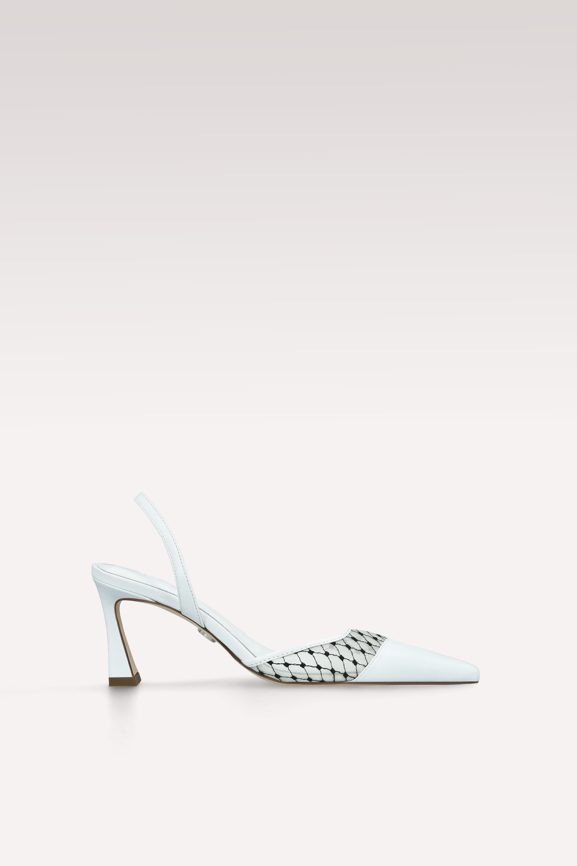 NICOLE SLINGBACK IN PELLE BIANCA E MESH NERO