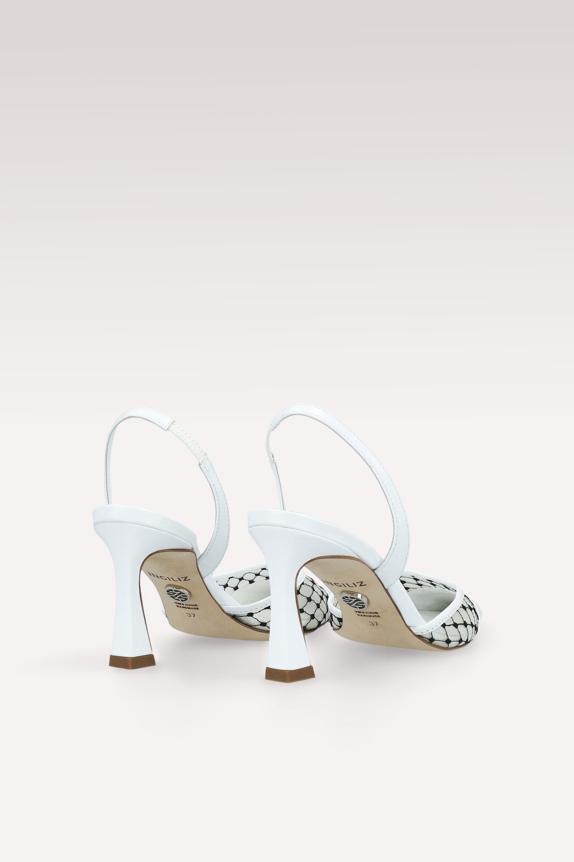 NICOLE SLINGBACK IN PELLE BIANCA E MESH NERO