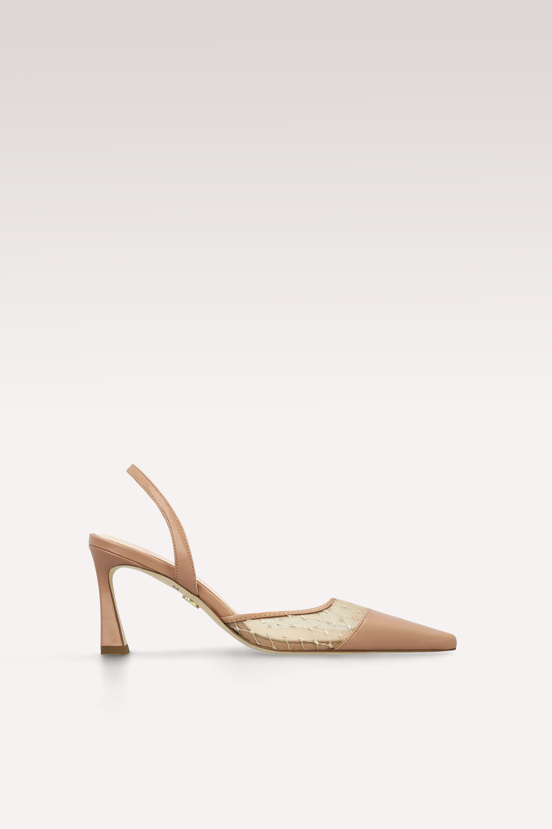 NICOLE NUDE LEATHER AND MESH SLINGBACKS