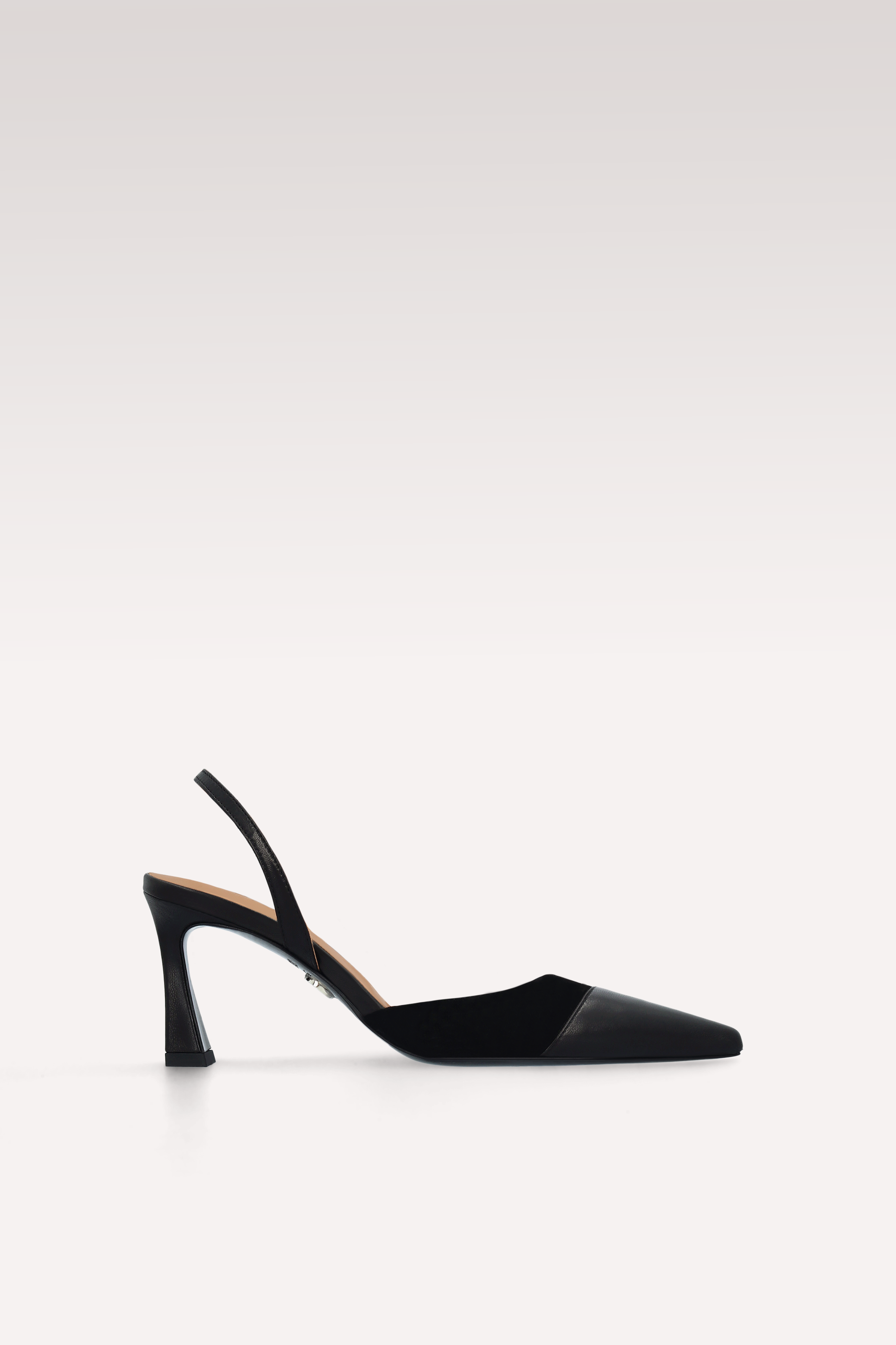 JODIE BLACK SUEDE AND LEATHER SLINGBACKS