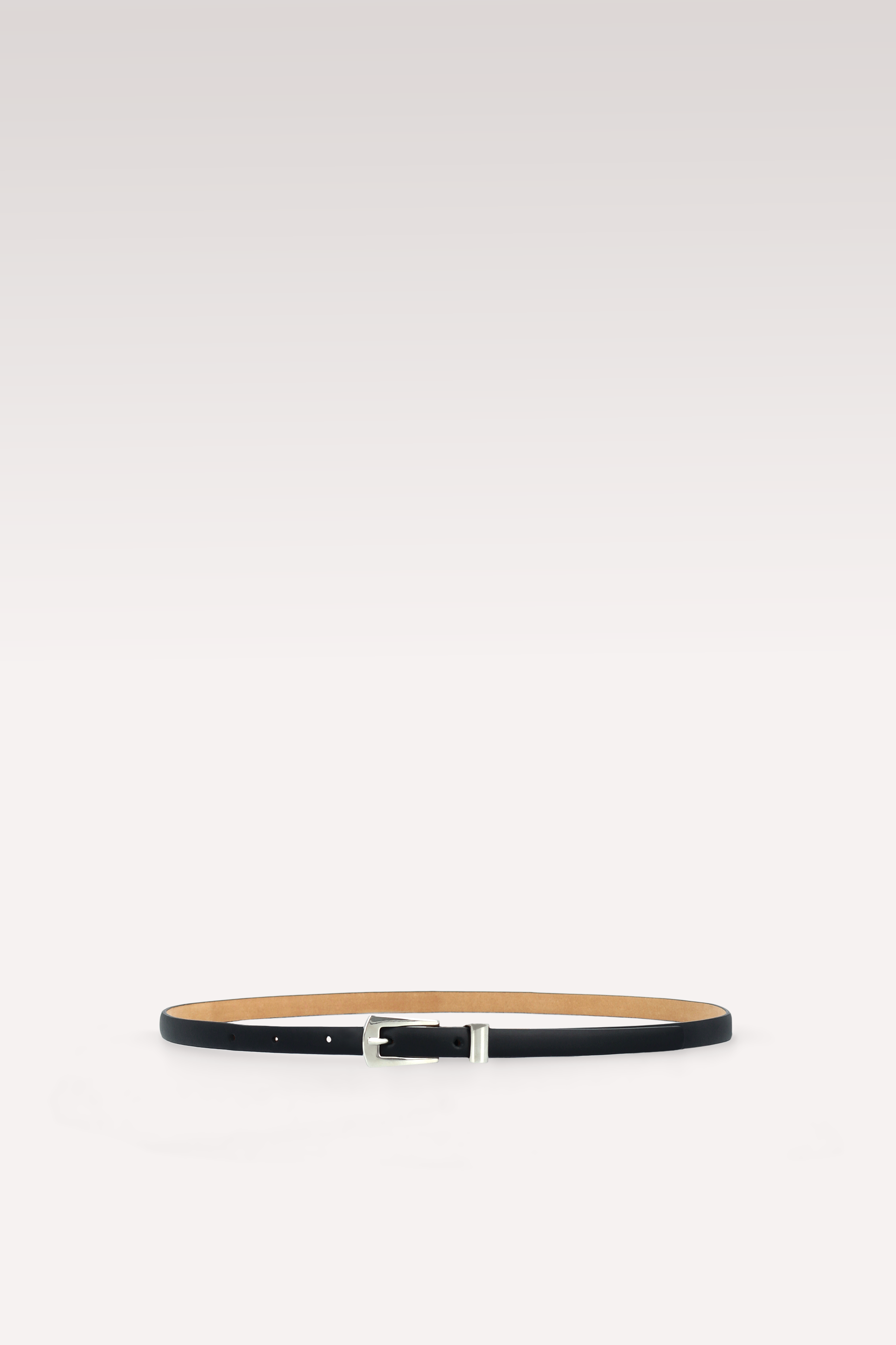 RENATA 10 MM SILVER BUCKLE BLACK LEATHER BELT