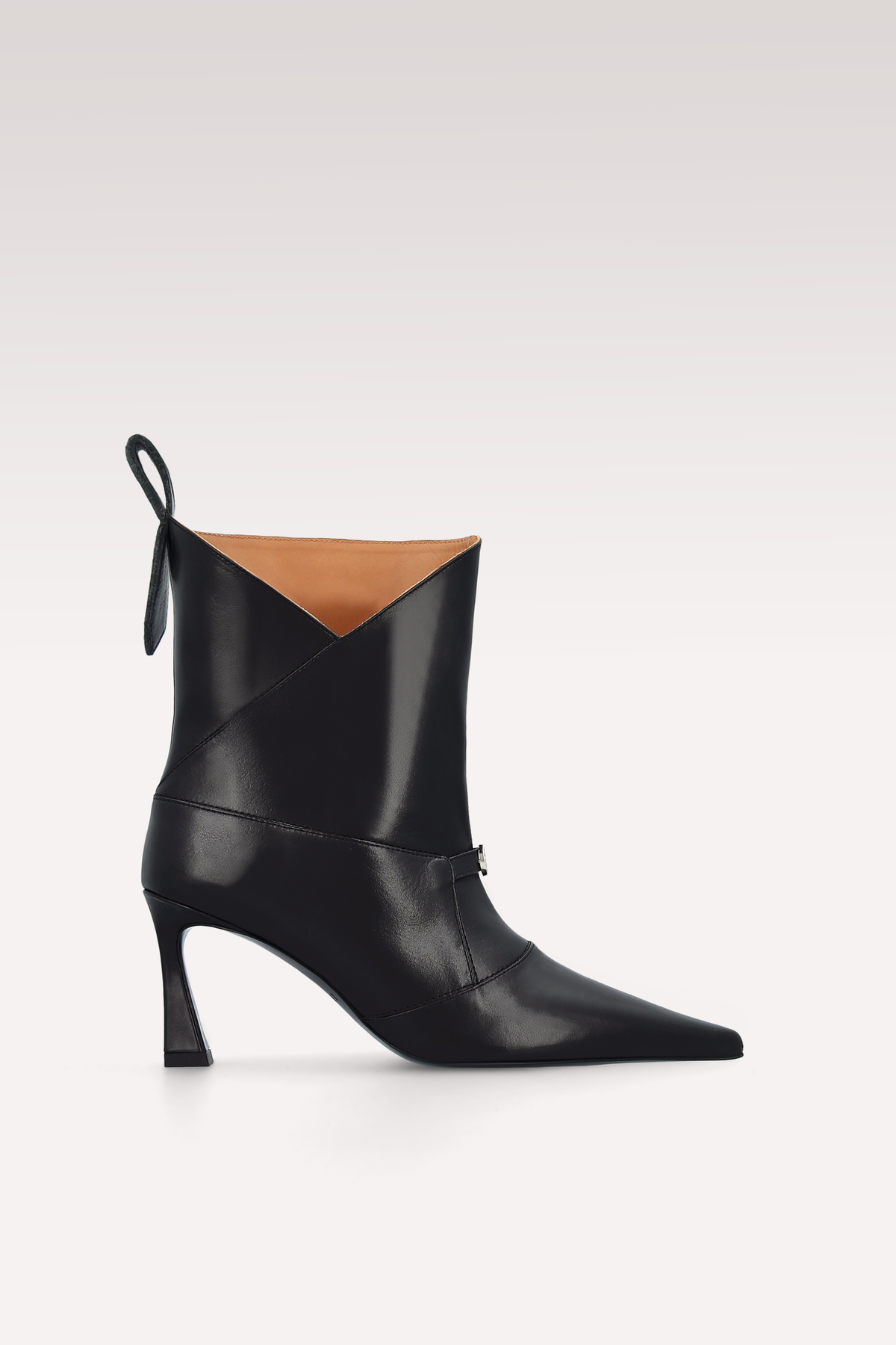 ELIN BLACK LEATHER ANKLE BOOTS