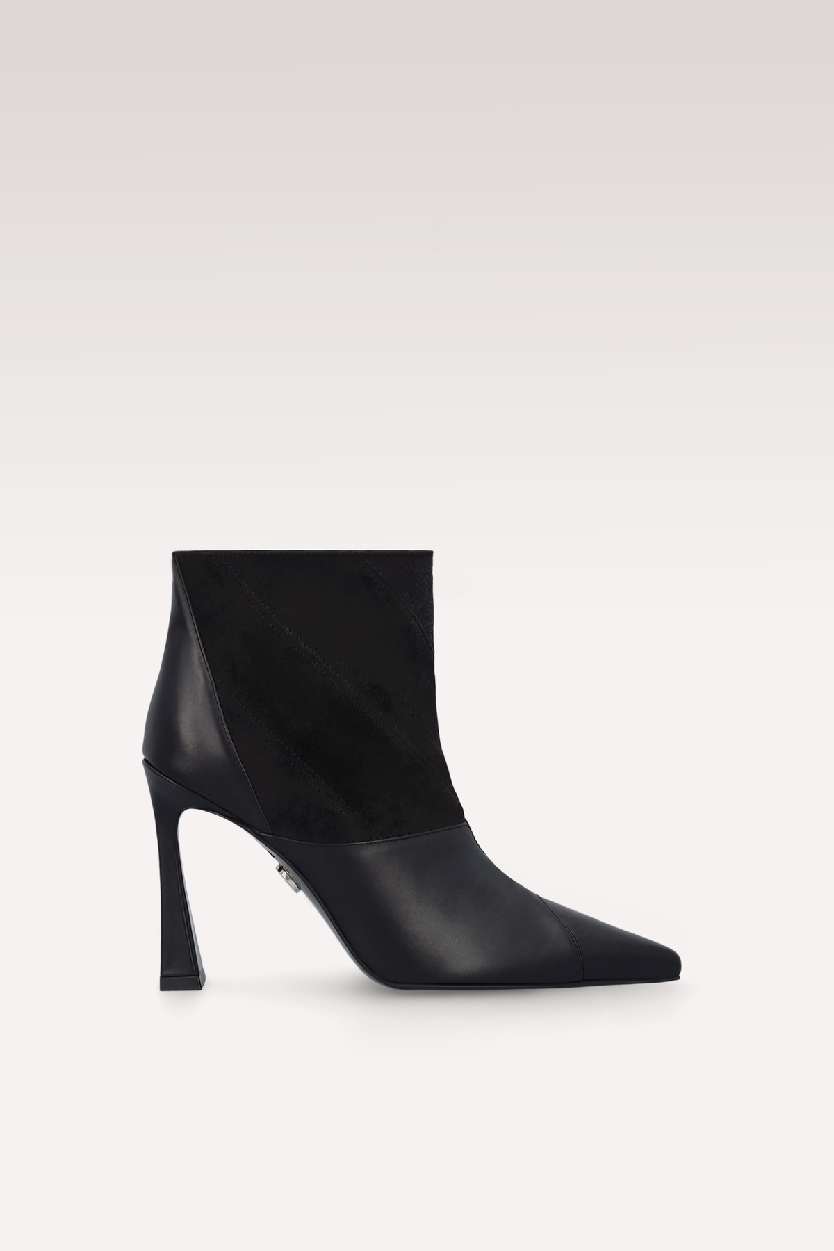 SYRA BLACK LEATHER AND SUEDE ANKLE BOOTS