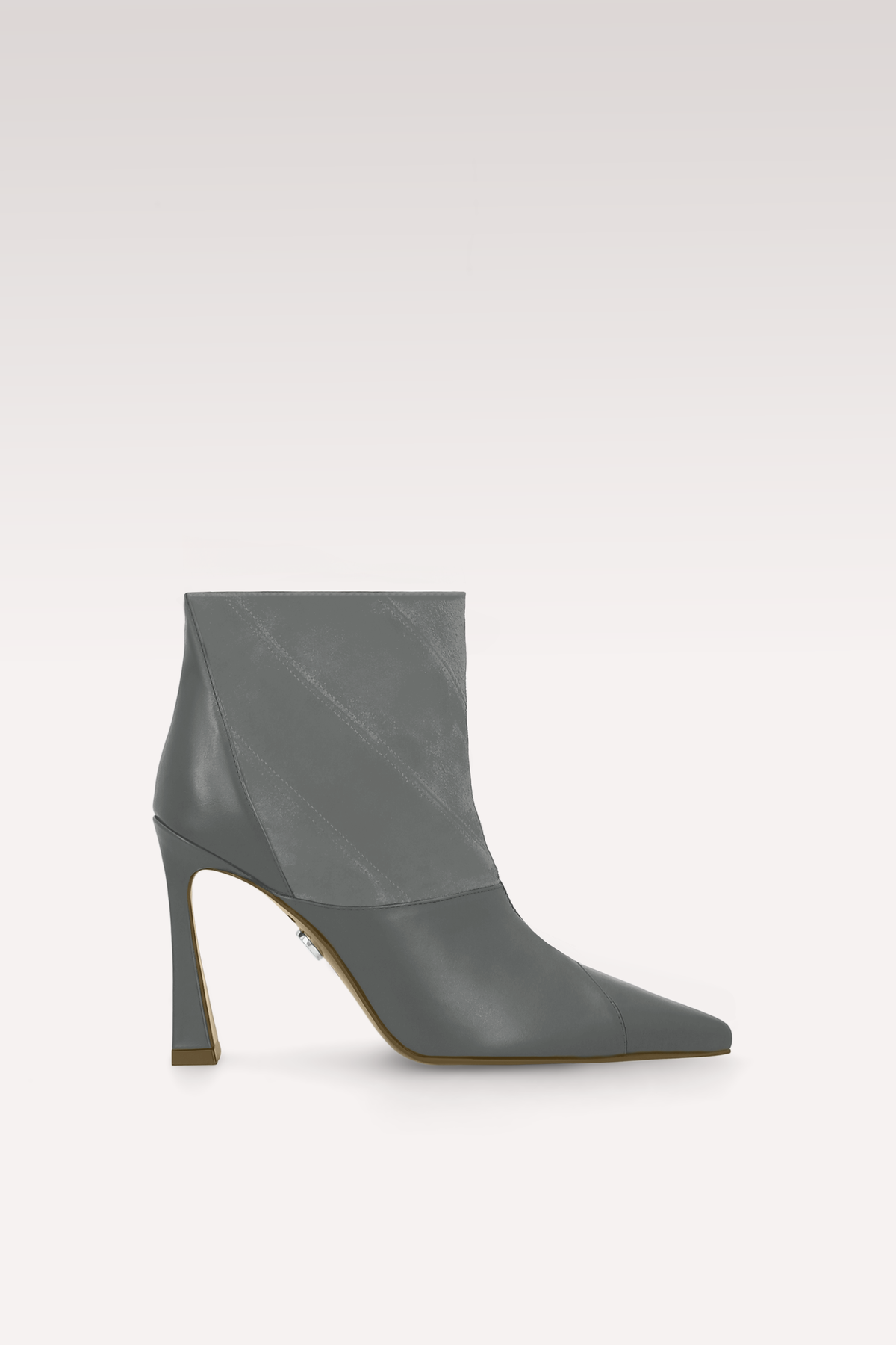 SYRA GREY LEATHER AND SUEDE ANKLE BOOTS