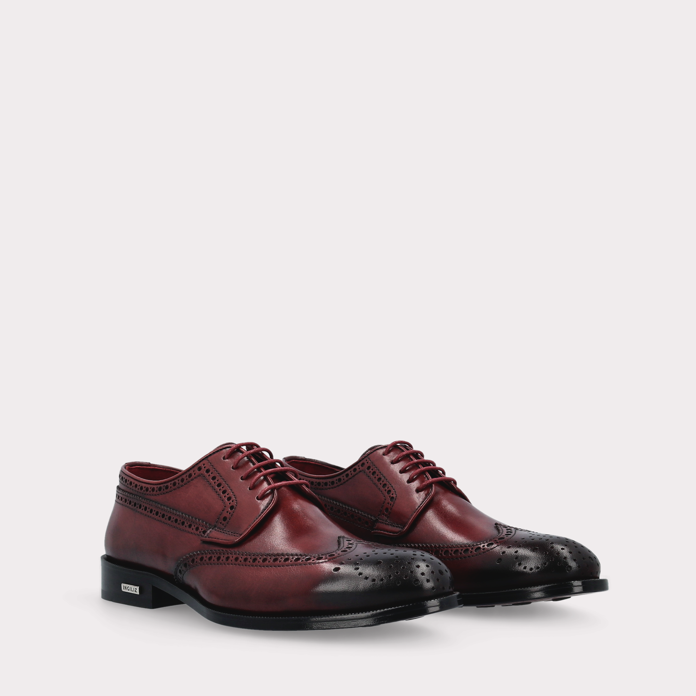 BERGAMO 01 bordeaux leather derby shoes