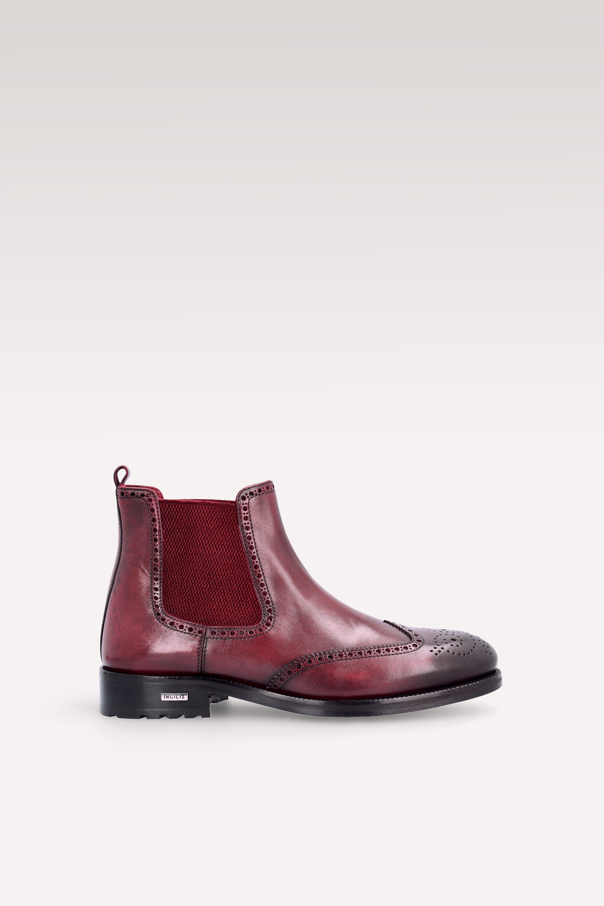 MODENA 01 bordeaux leather chelsea boots with bordeaux elastic