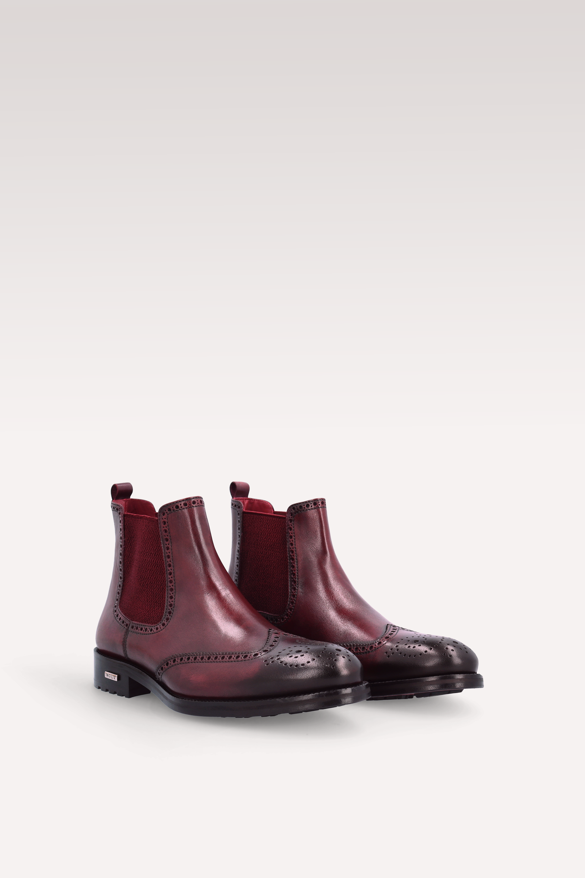 MODENA 01 bordeaux leather chelsea boots with bordeaux elastic