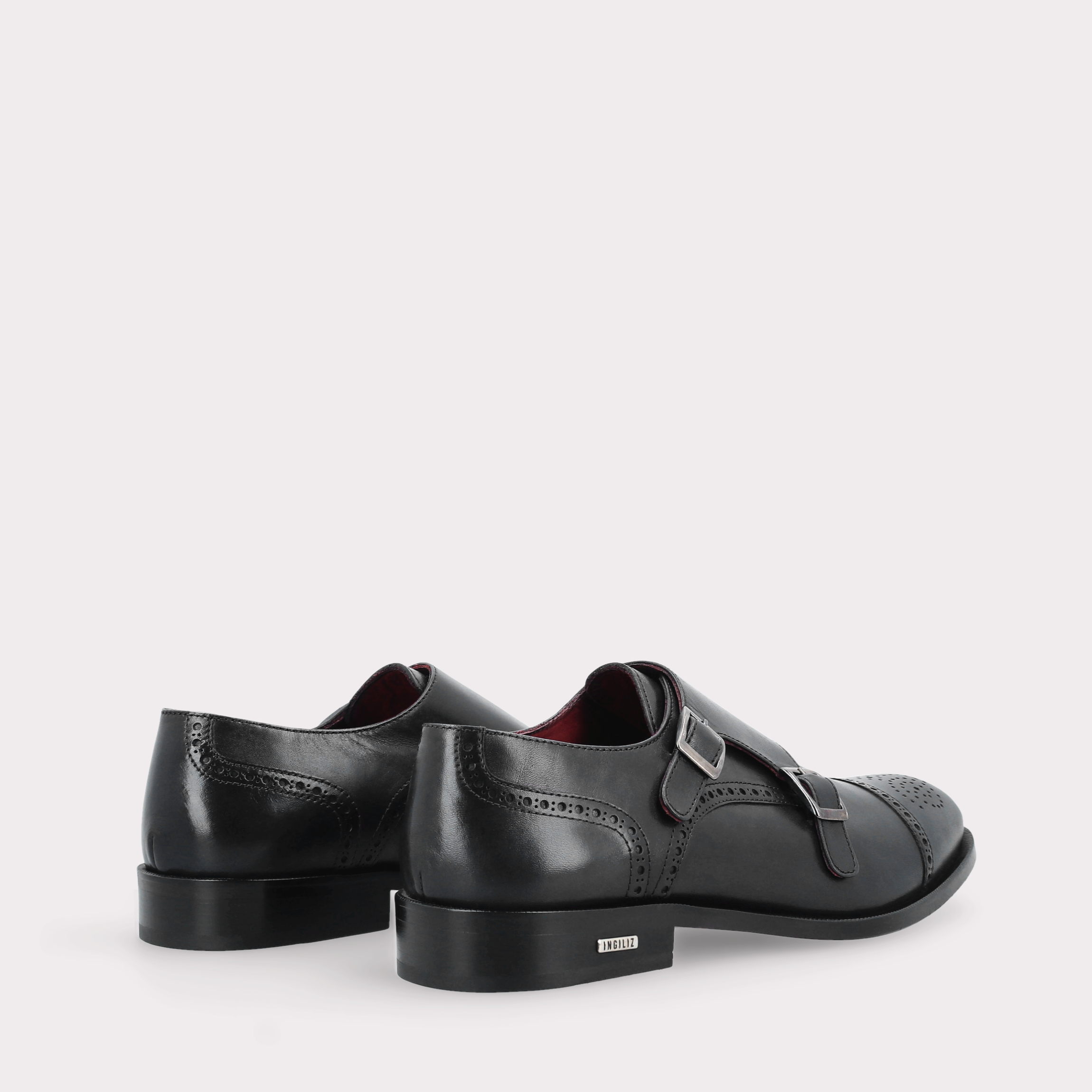 TRENTO 01 black leather monk strap shoes