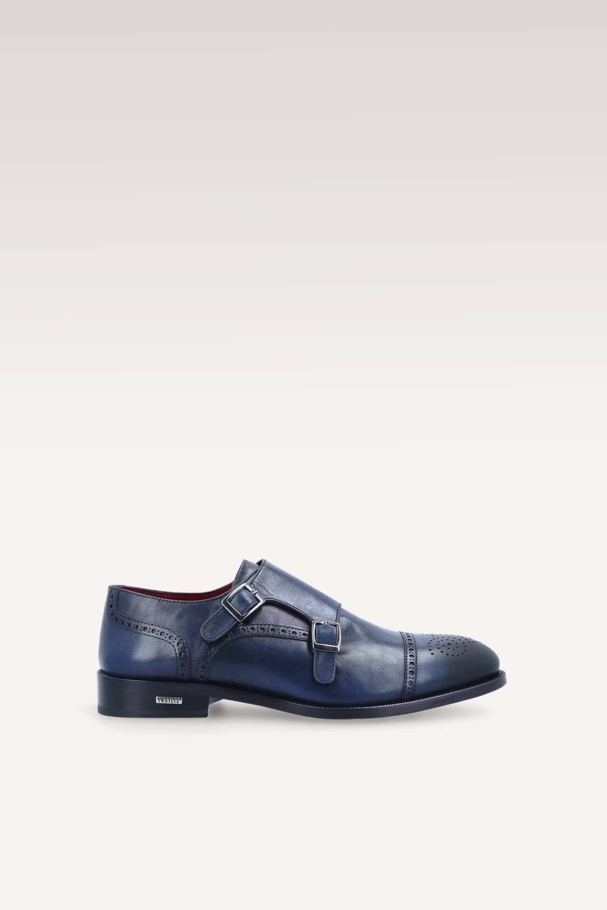 TRENTO 01 dark blue leather monk strap shoes