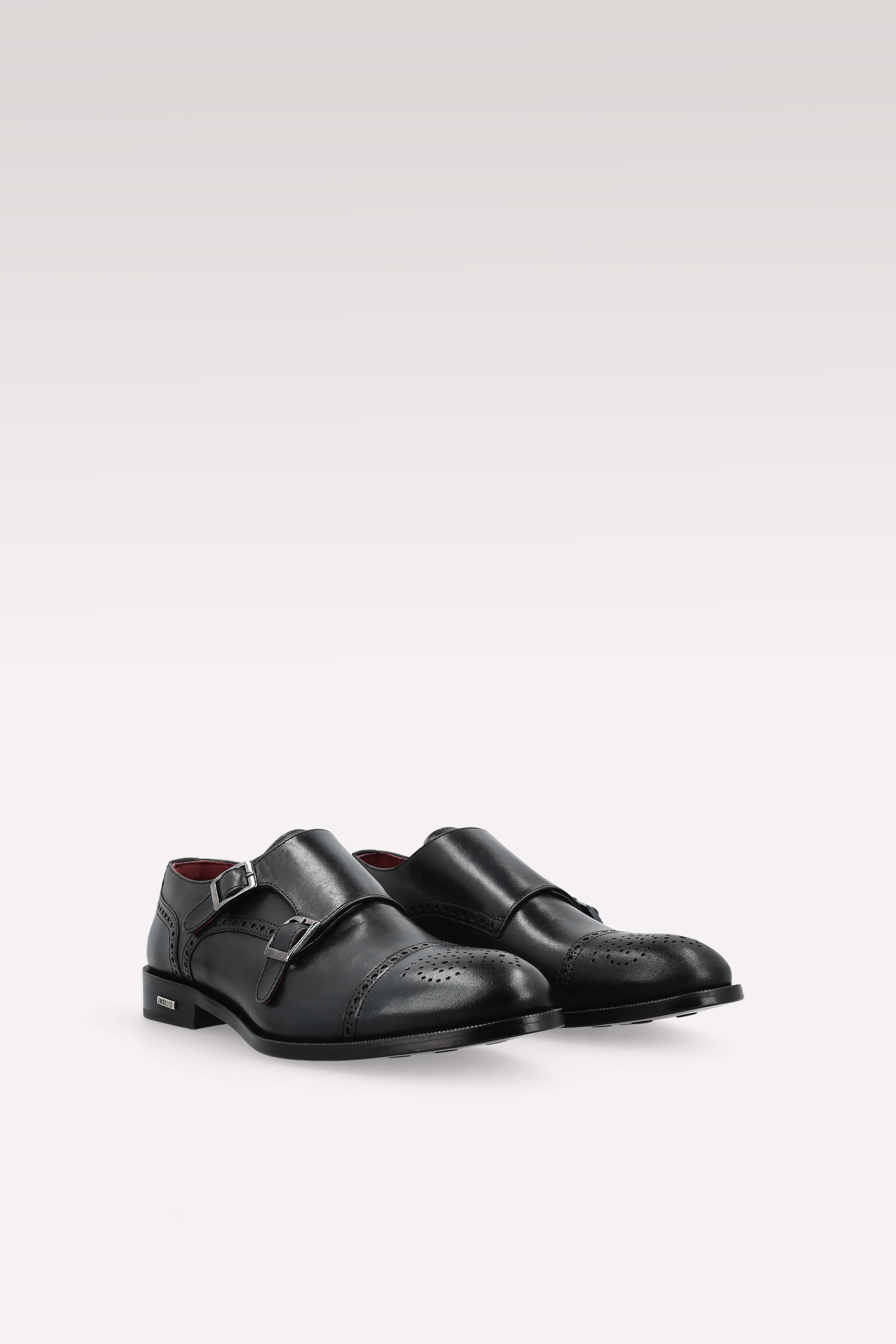 TRENTO 01 black leather monk strap shoes