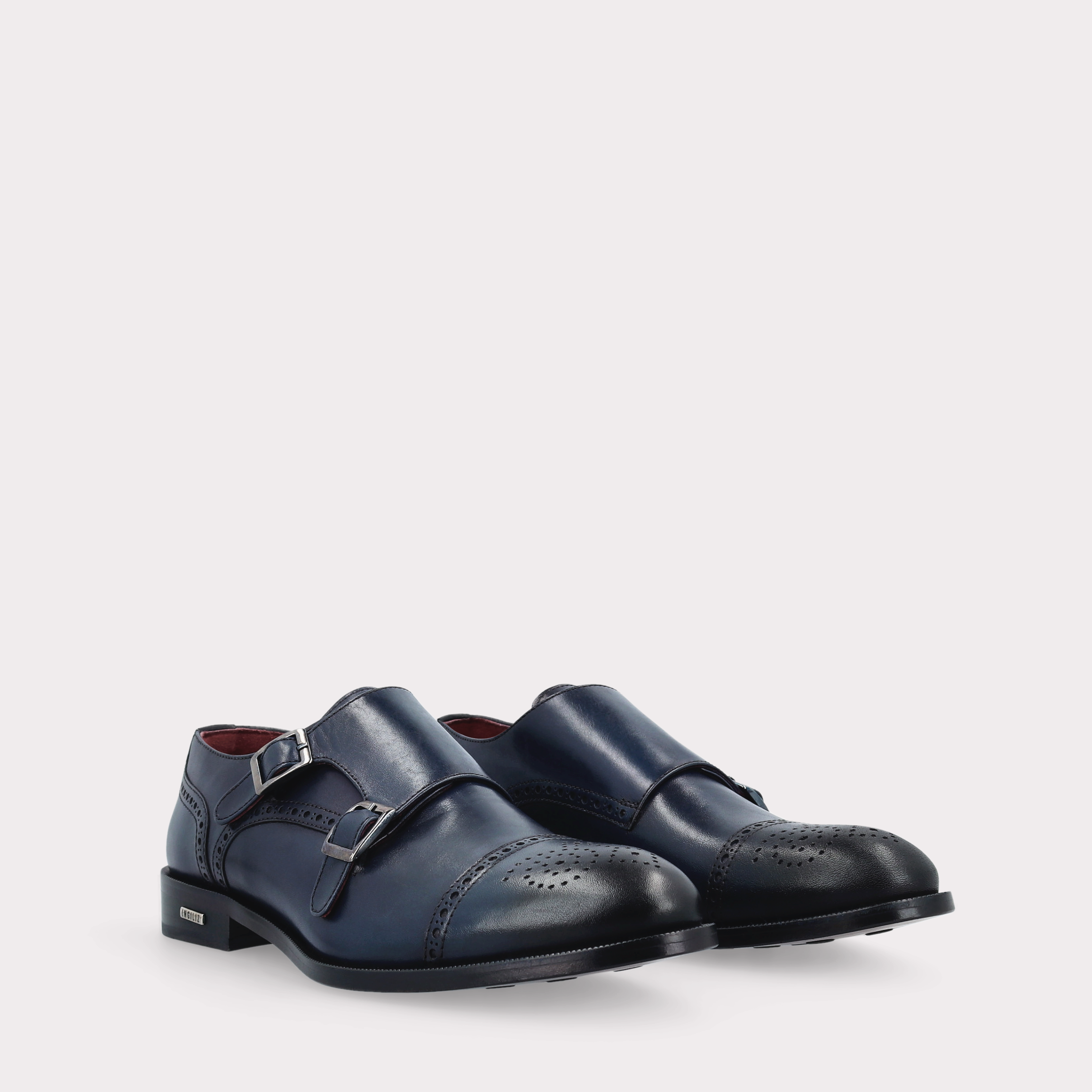 TRENTO 01 dark blue leather monk strap shoes