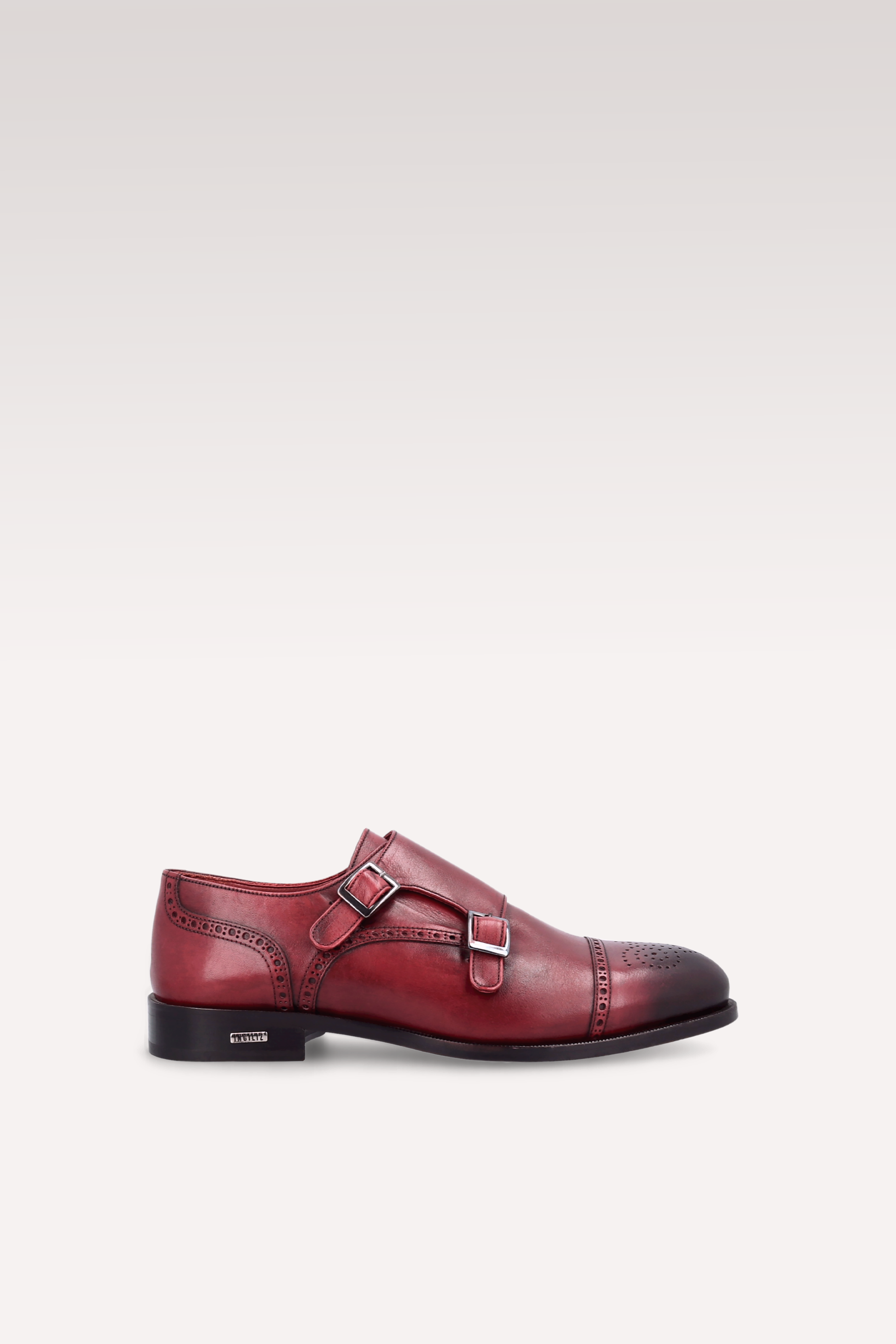 TRENTO 01 bordeaux leather monk strap shoes