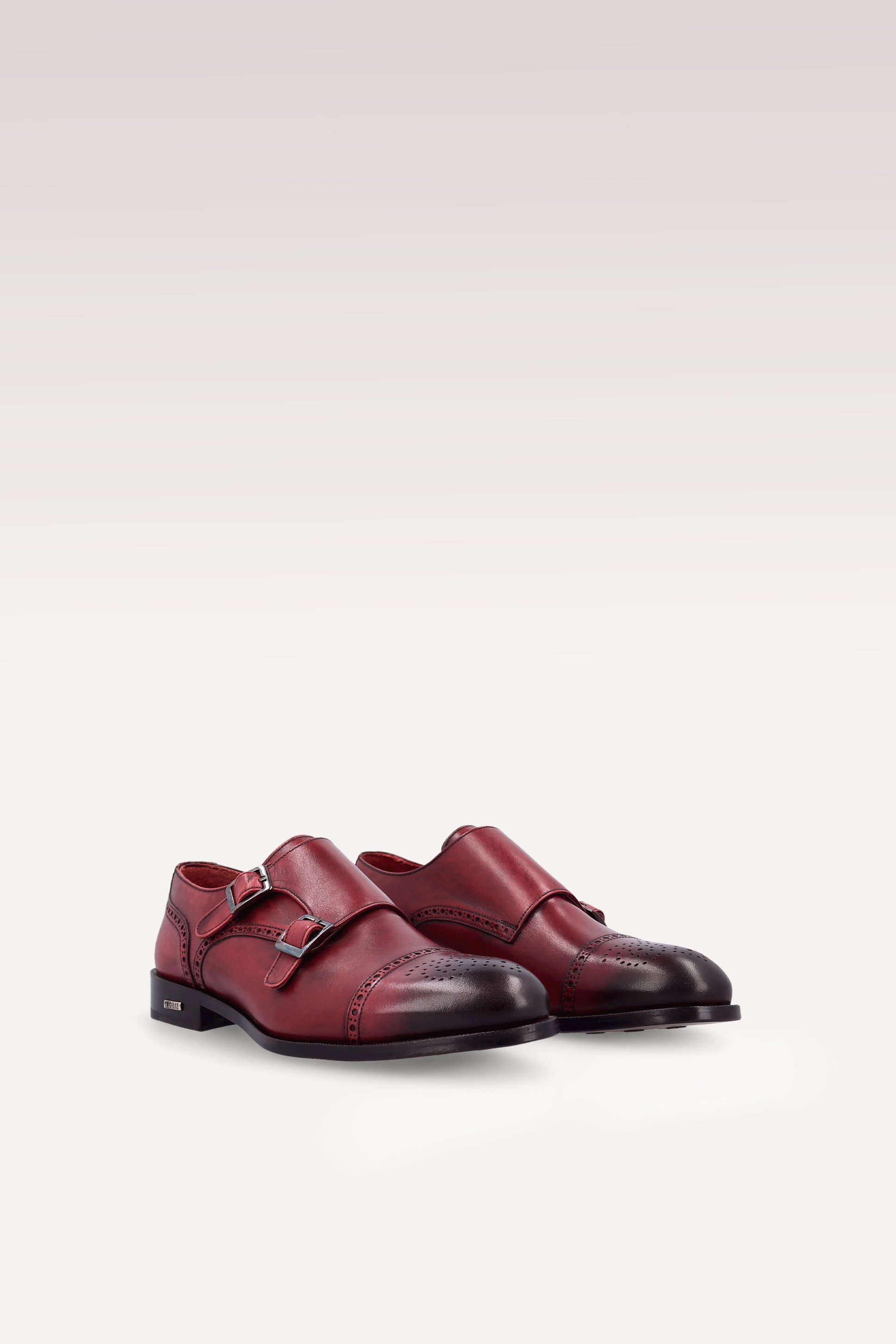 TRENTO 01 bordeaux leather monk strap shoes