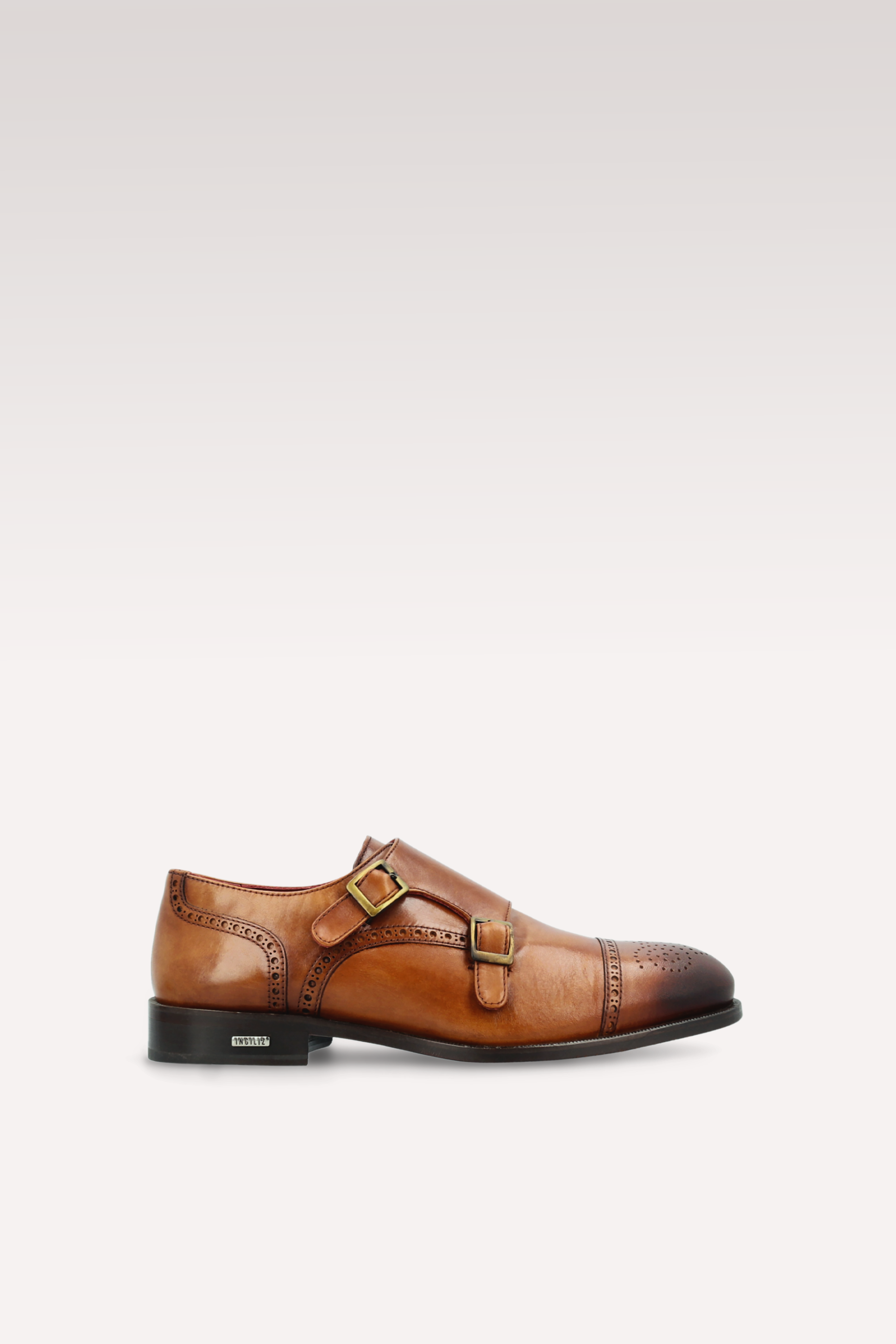 TRENTO 01 brown leather monk strap shoes