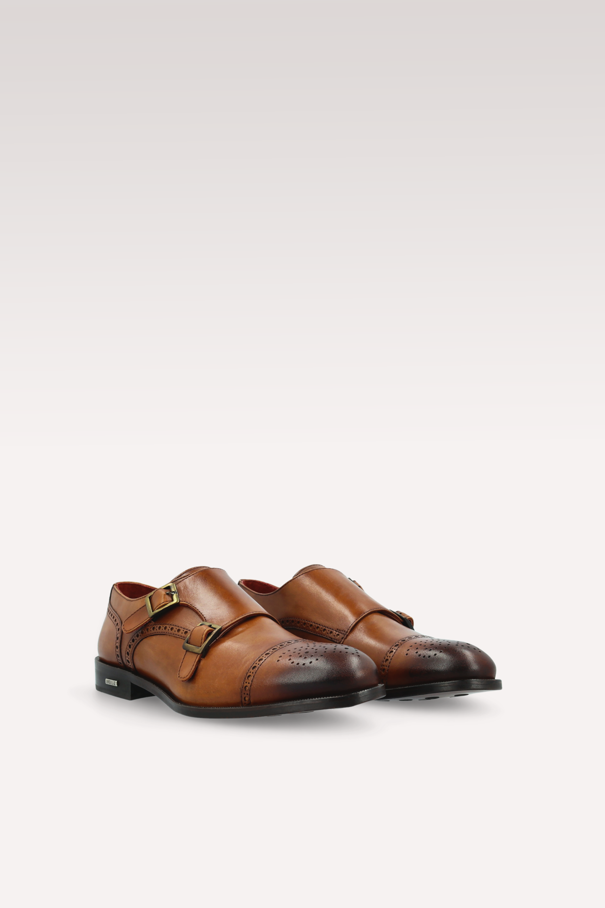 TRENTO 01 brown leather monk strap shoes