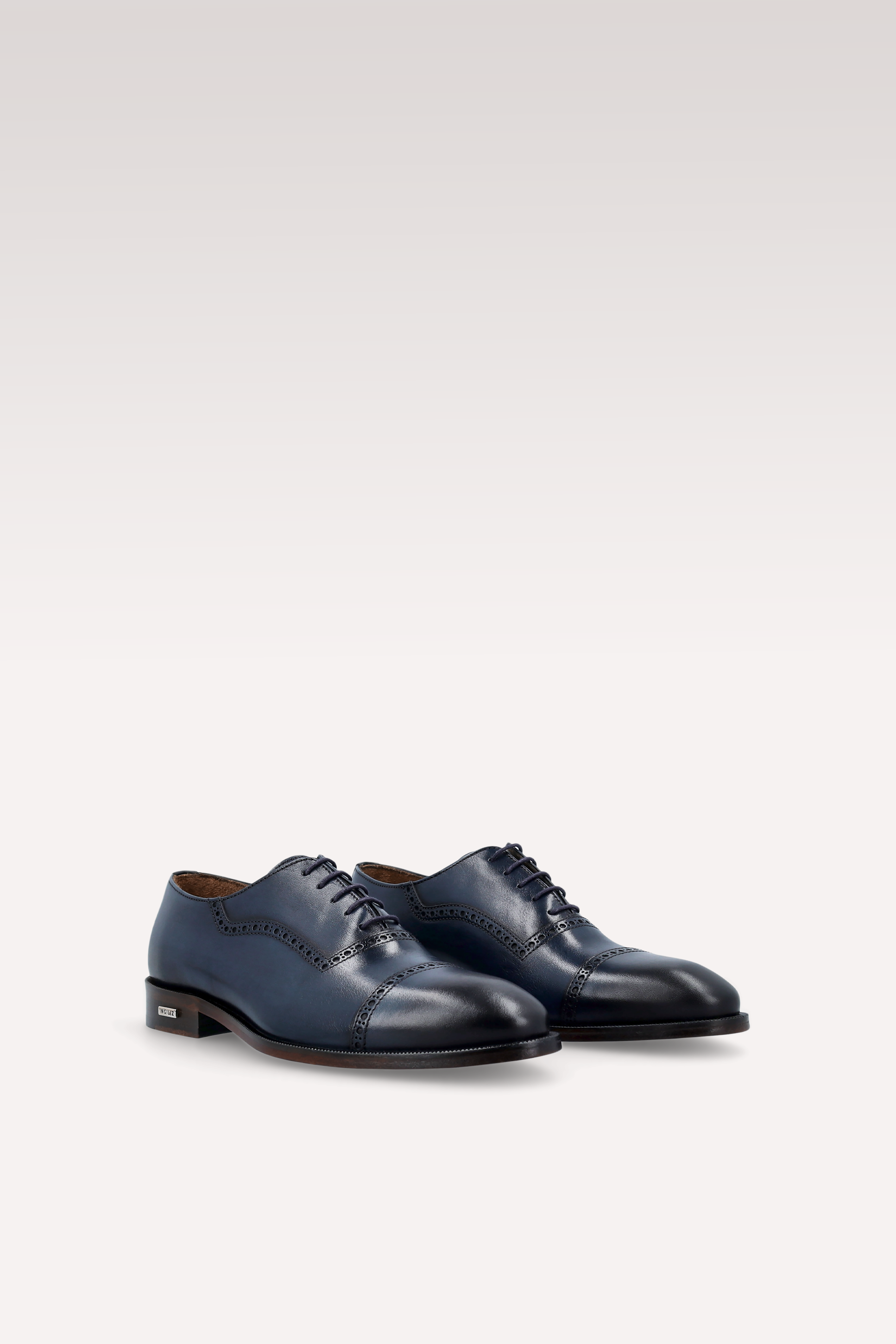 SCAFARI 01 BLUE LEATHER DERBY SHOES AND SAM LEATHER BELT