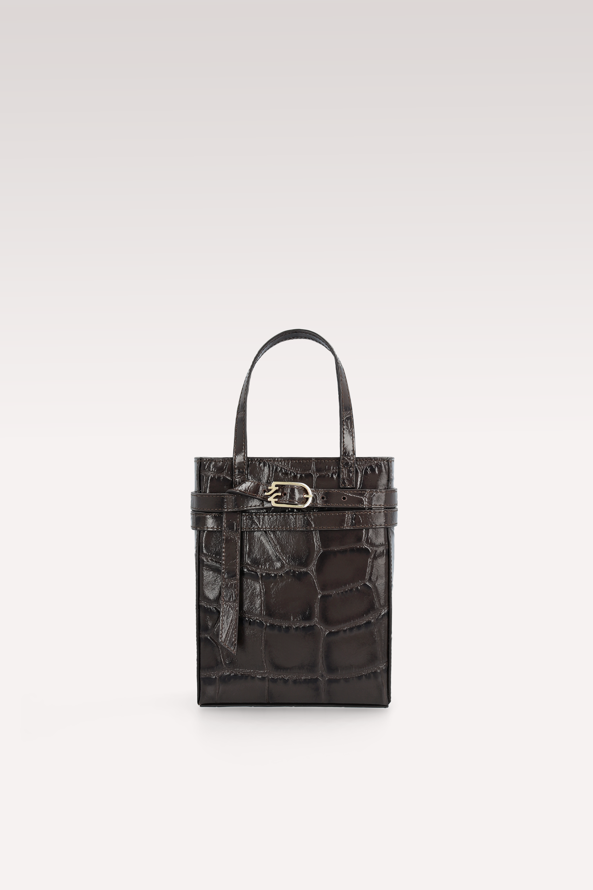 CARRIE BROWN COCCO EMBOSSED LEATHER CROSSBODY BAG