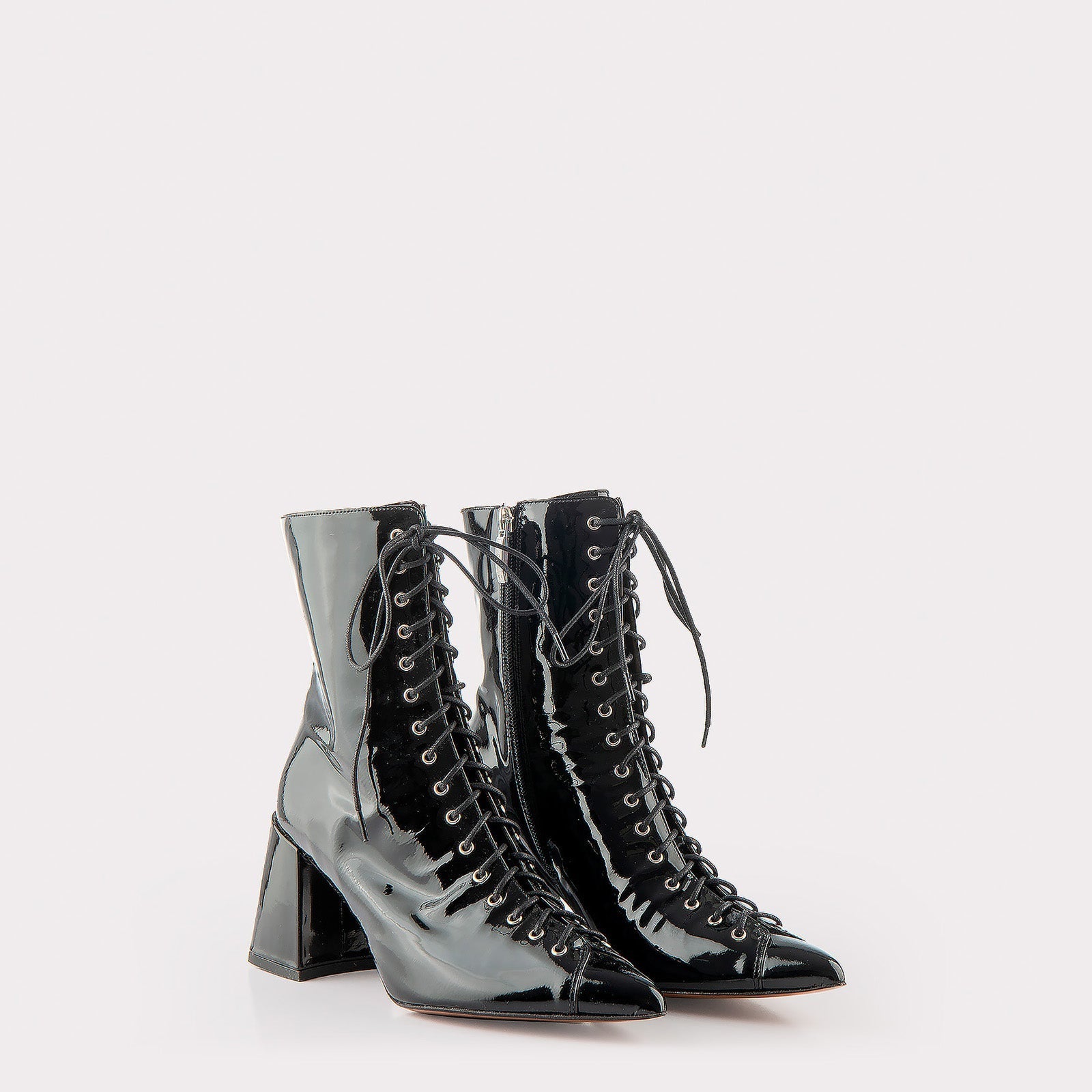 JOLIE 01 BLACK PATENT LEATHER ANKLE BOOTS