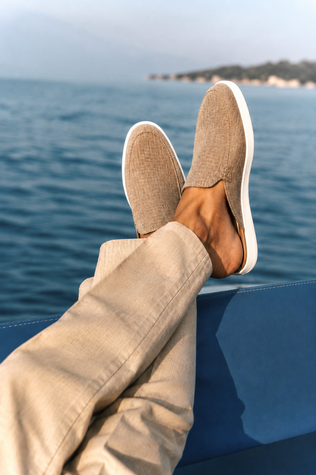 MONZA TAUPE LINEN MULES