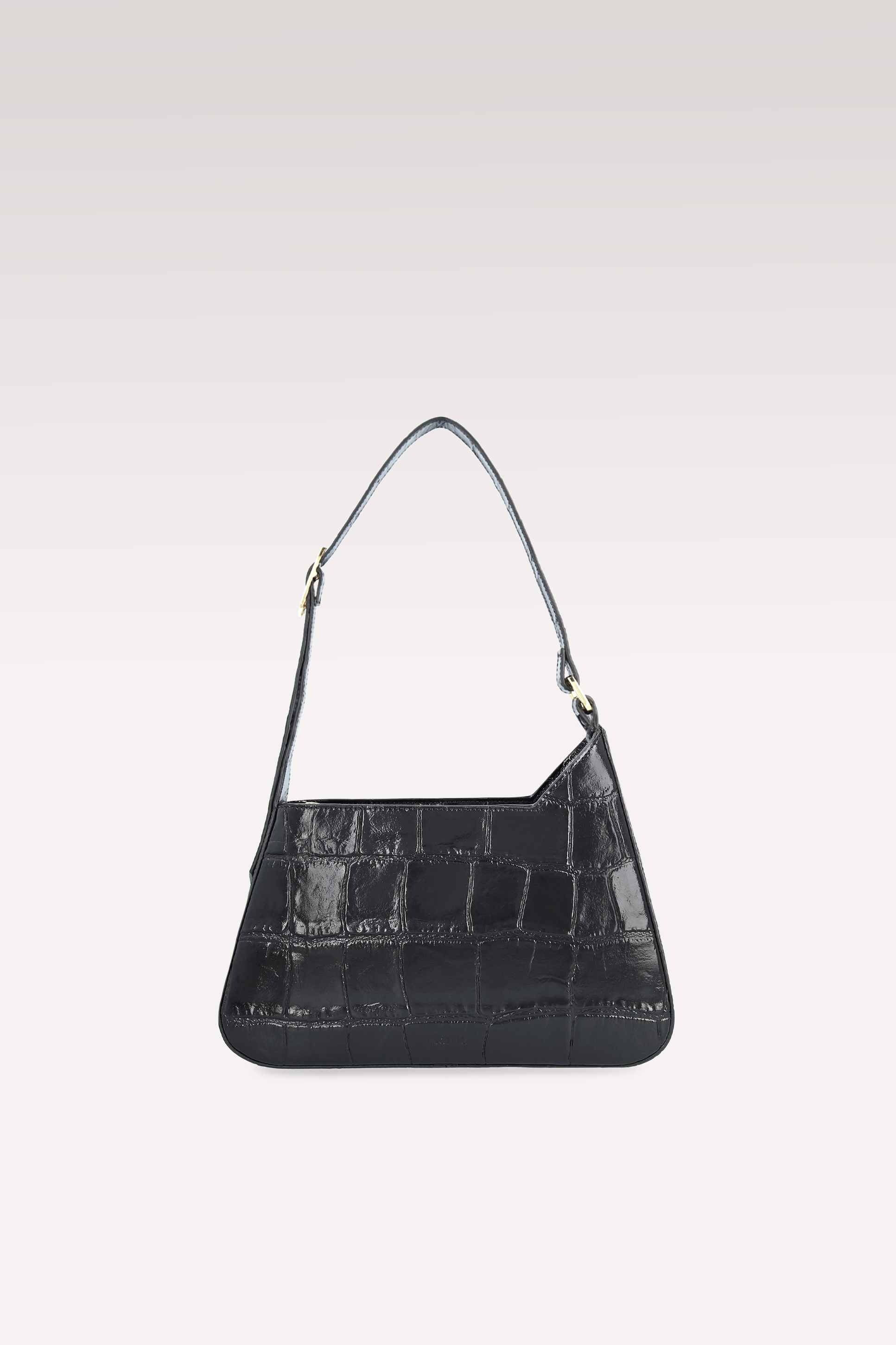 DALIA BLACK COCCO EMBOSSED LEATHER SHOULDER BAG