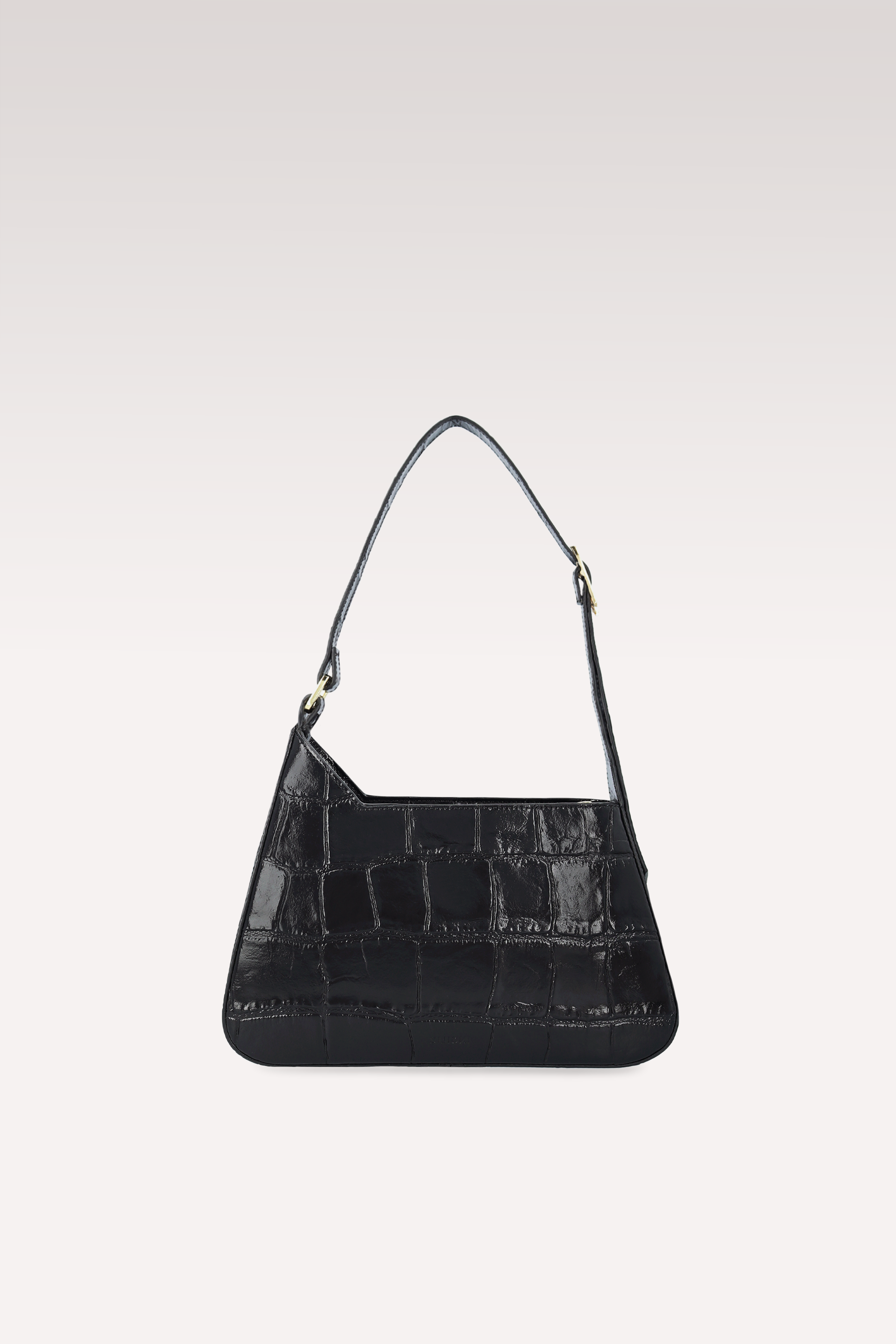 DALIA BLACK COCCO EMBOSSED LEATHER SHOULDER BAG