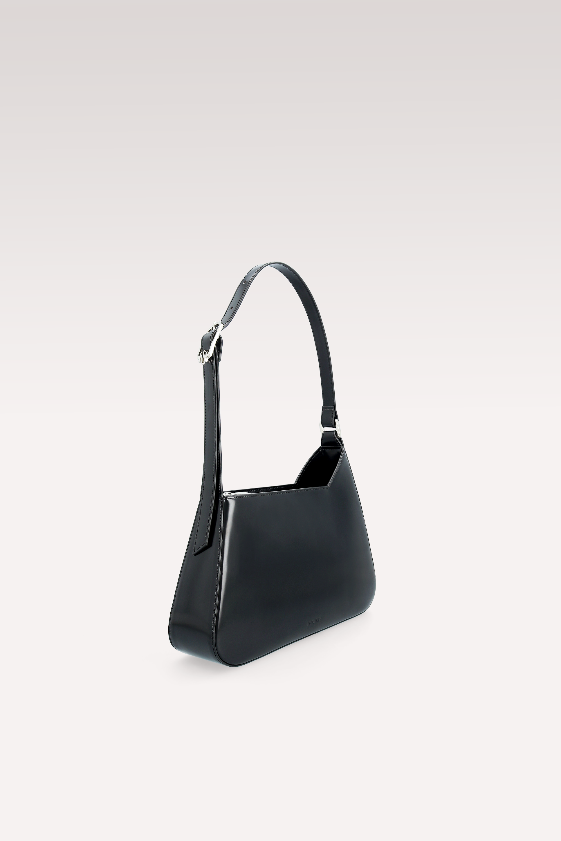 DALIA BLACK SEMI PATENT LEATHER SHOULDER BAG