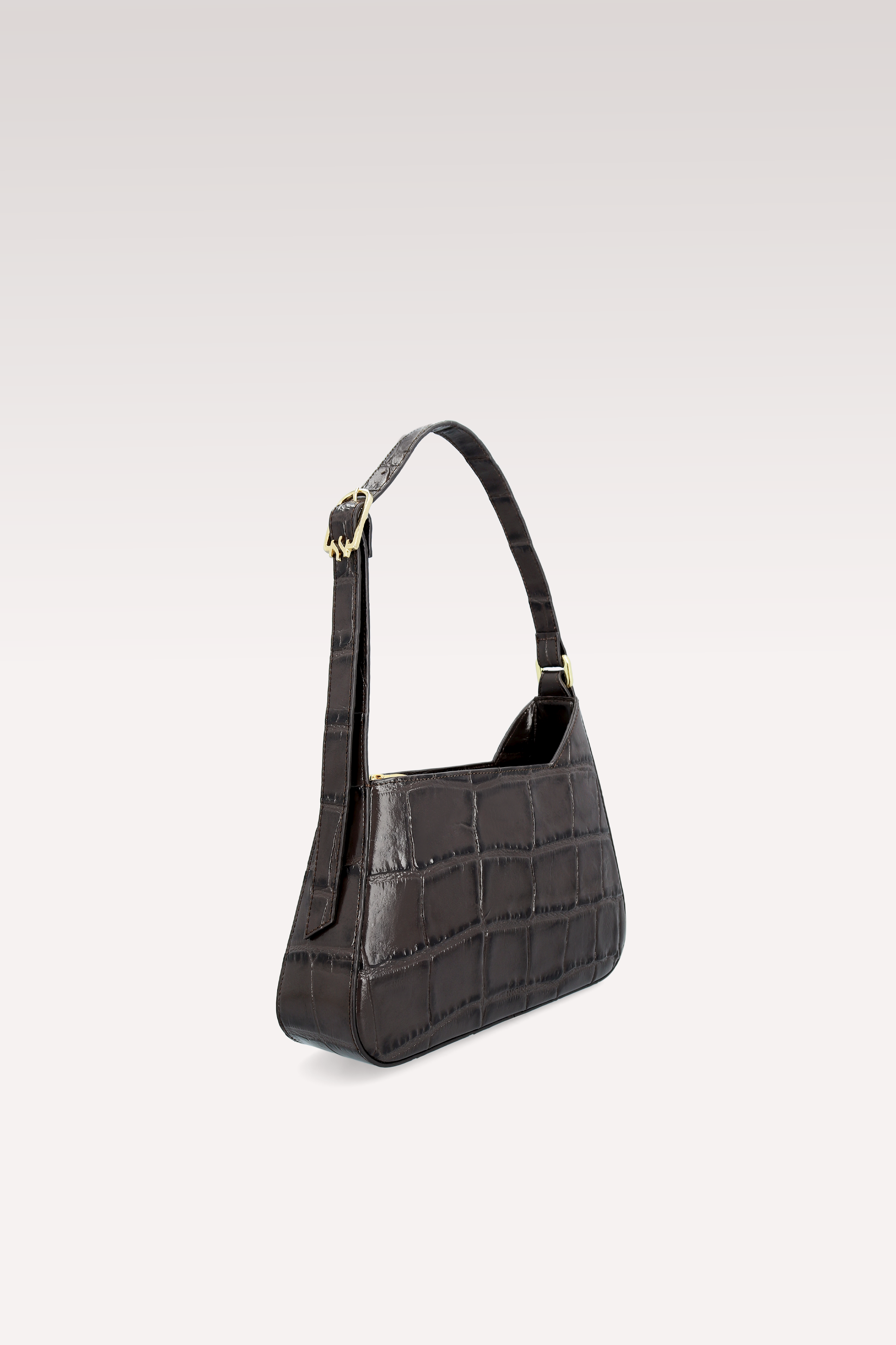 ZEUDI 02 BROWN COCCO EMBOSSED LEATHER BOOTS AND DALIA SHOULDER BAG