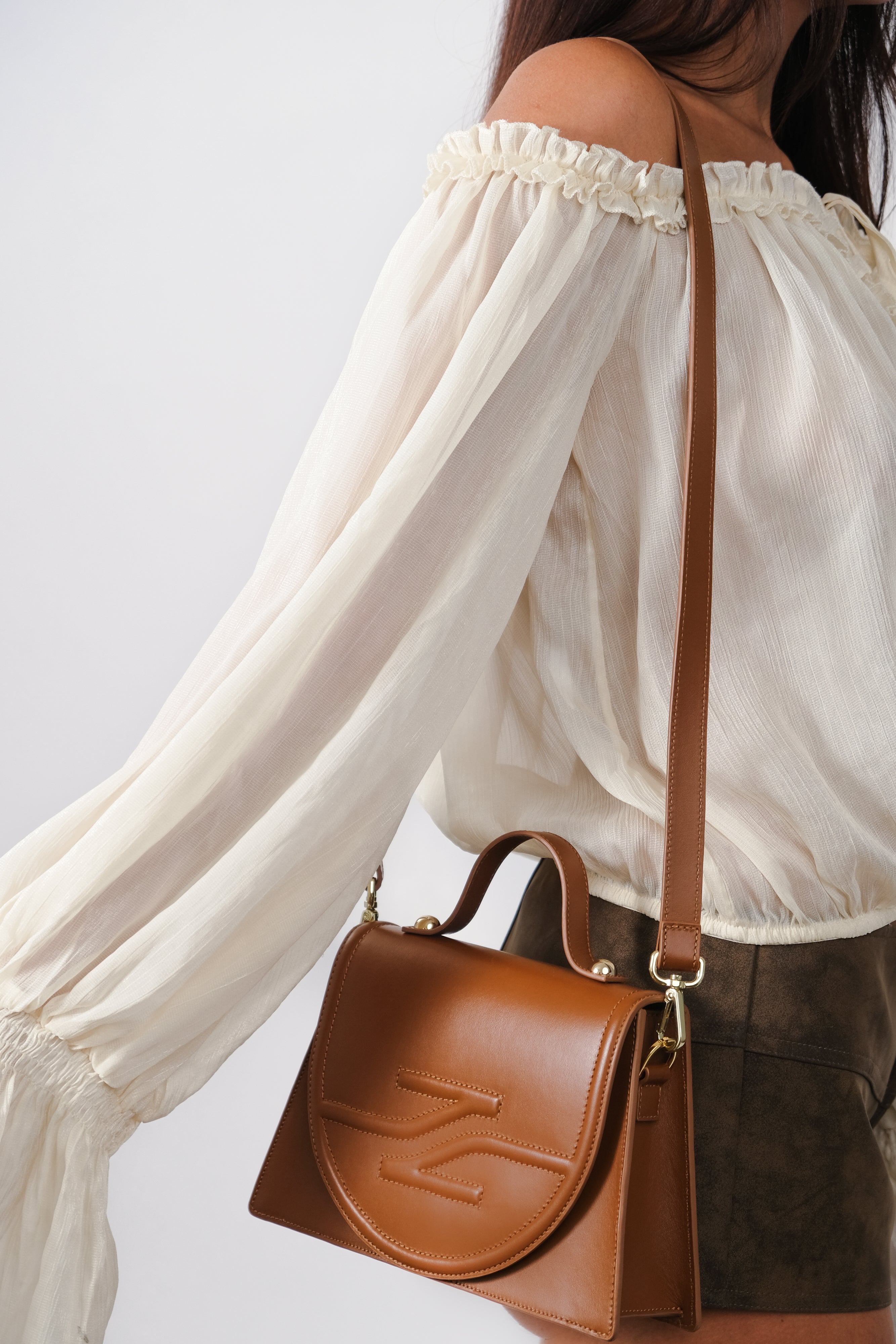 COLETTE BROWN NAPPA LEATHER CROSSBODY BAG