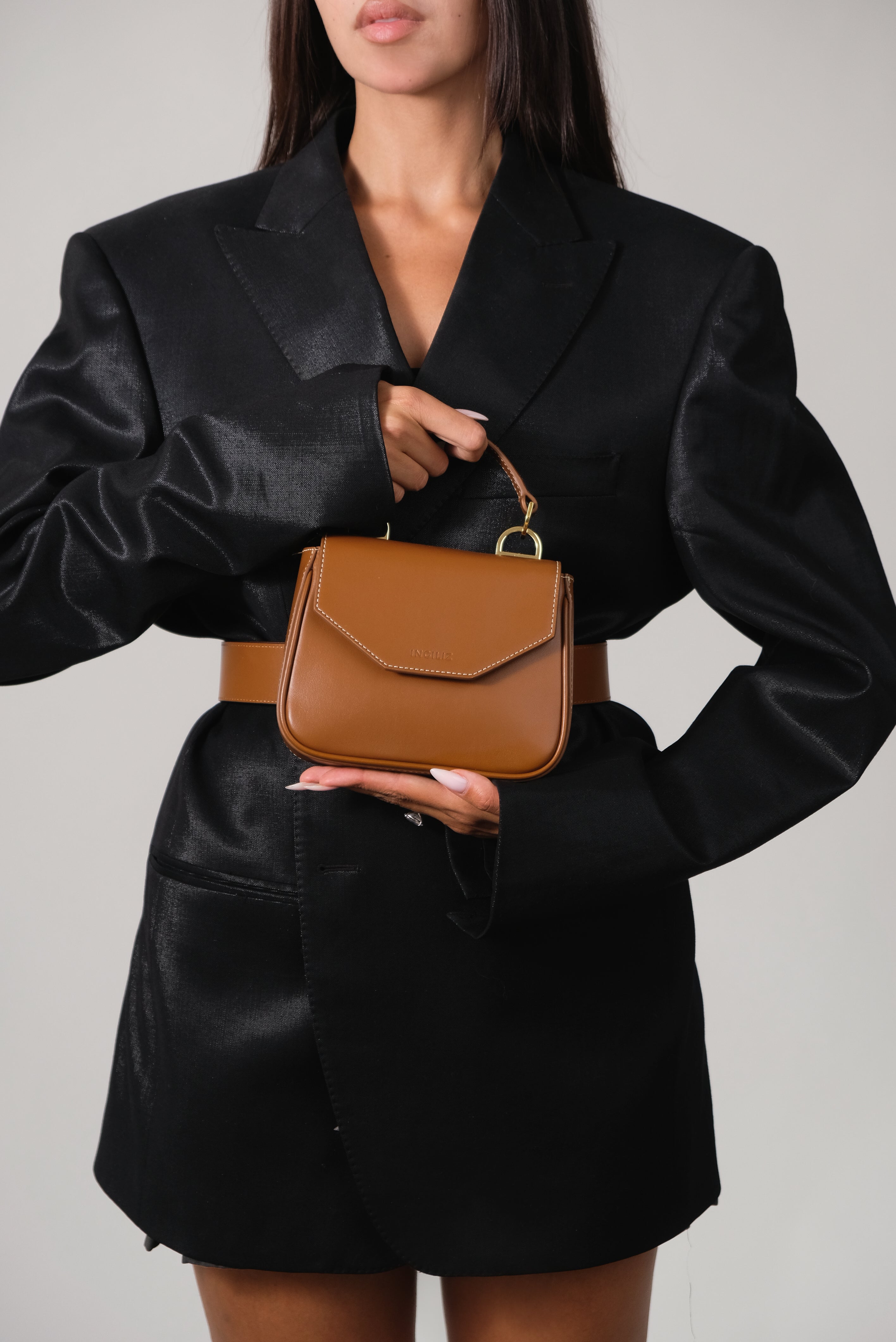 MILLY BROWN NAPPA LEATHER MINI BAG