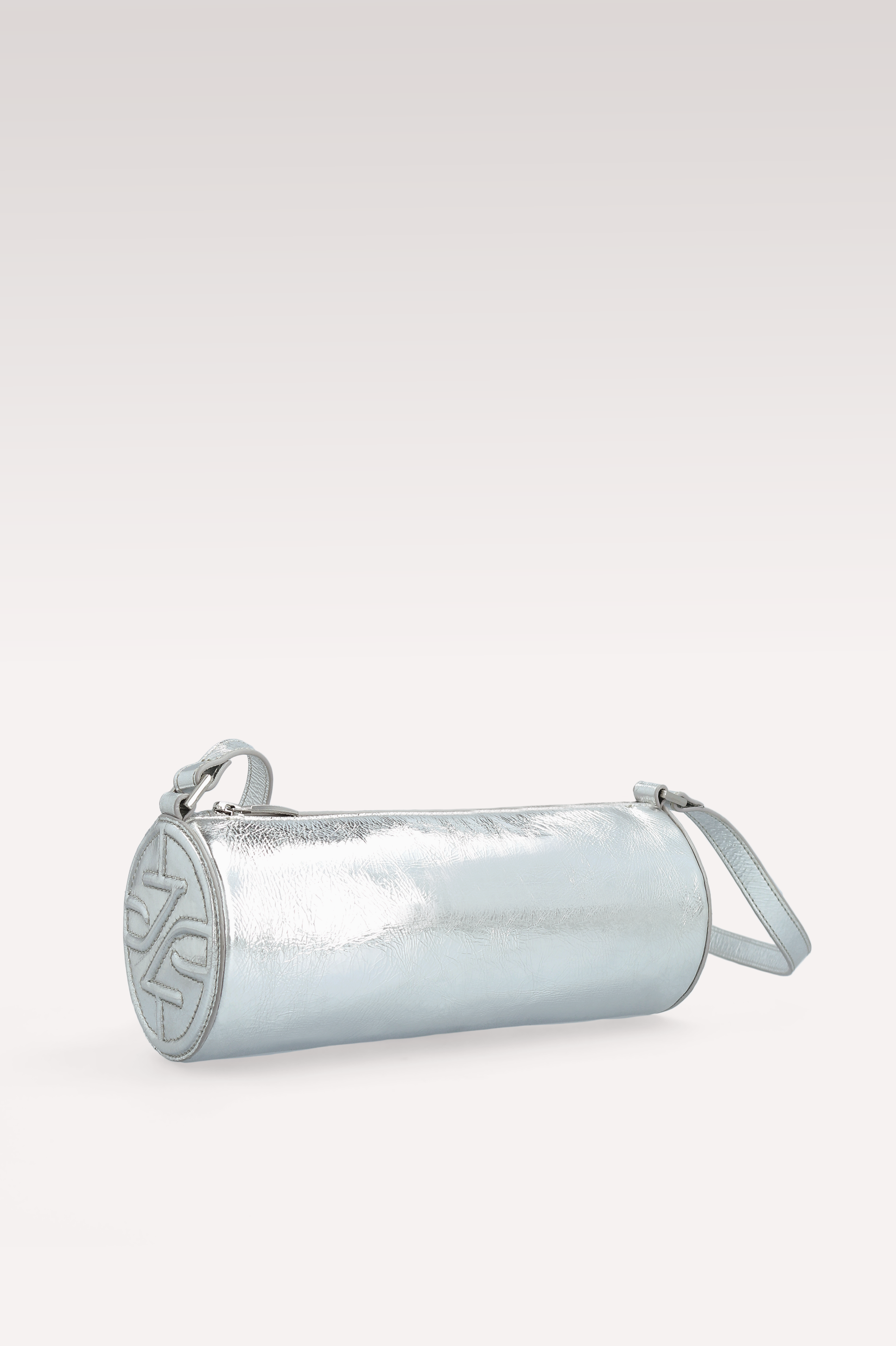 FIONA SILVER METALLIC WRINKLED LEATHER CROSSBODY BAG